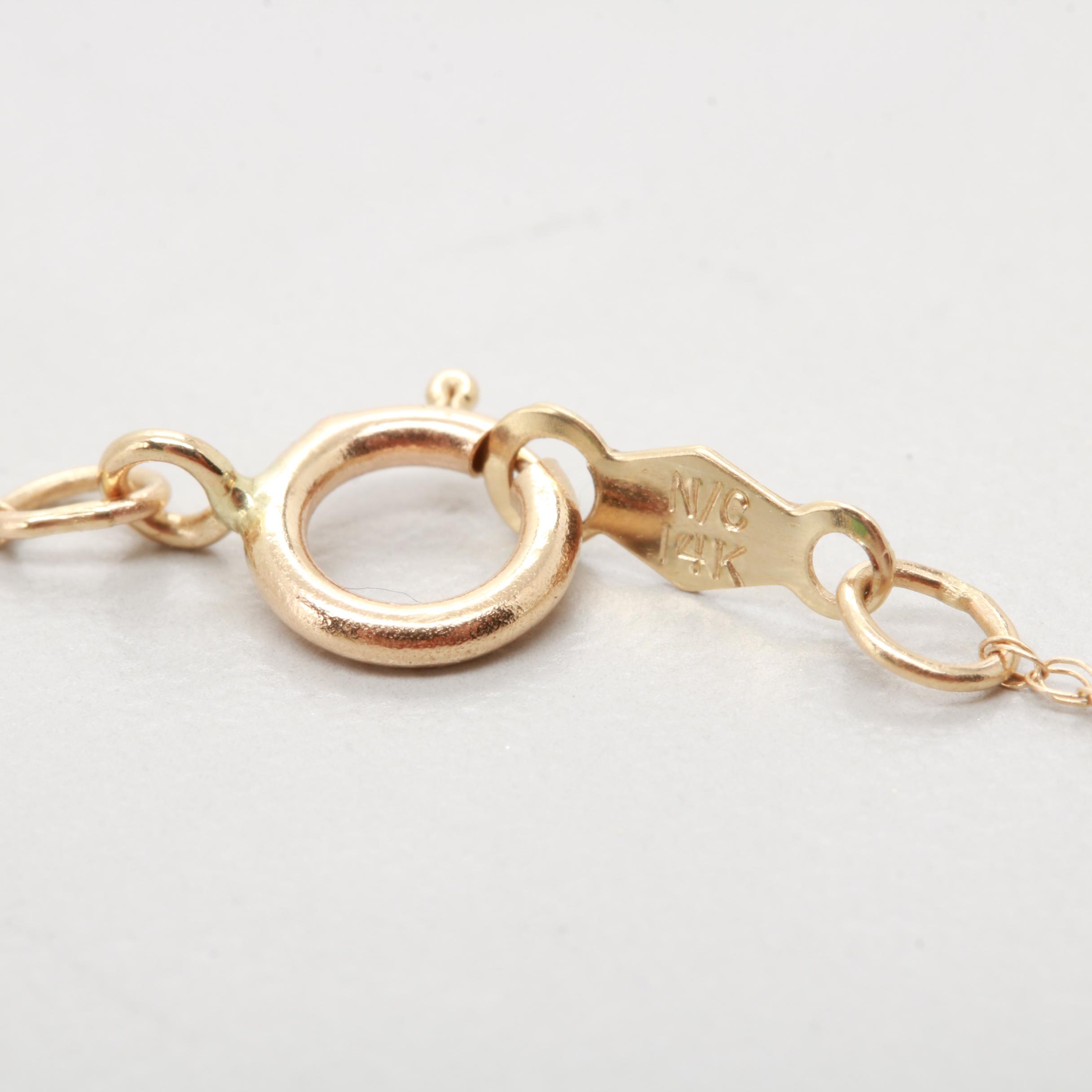 14K Yellow Gold Diamond and Jadeite Necklace