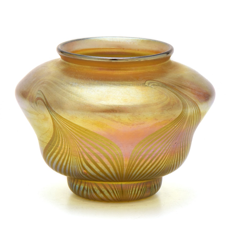 Tiffany Studios Favrile Glass Vase with Pulled Decoration