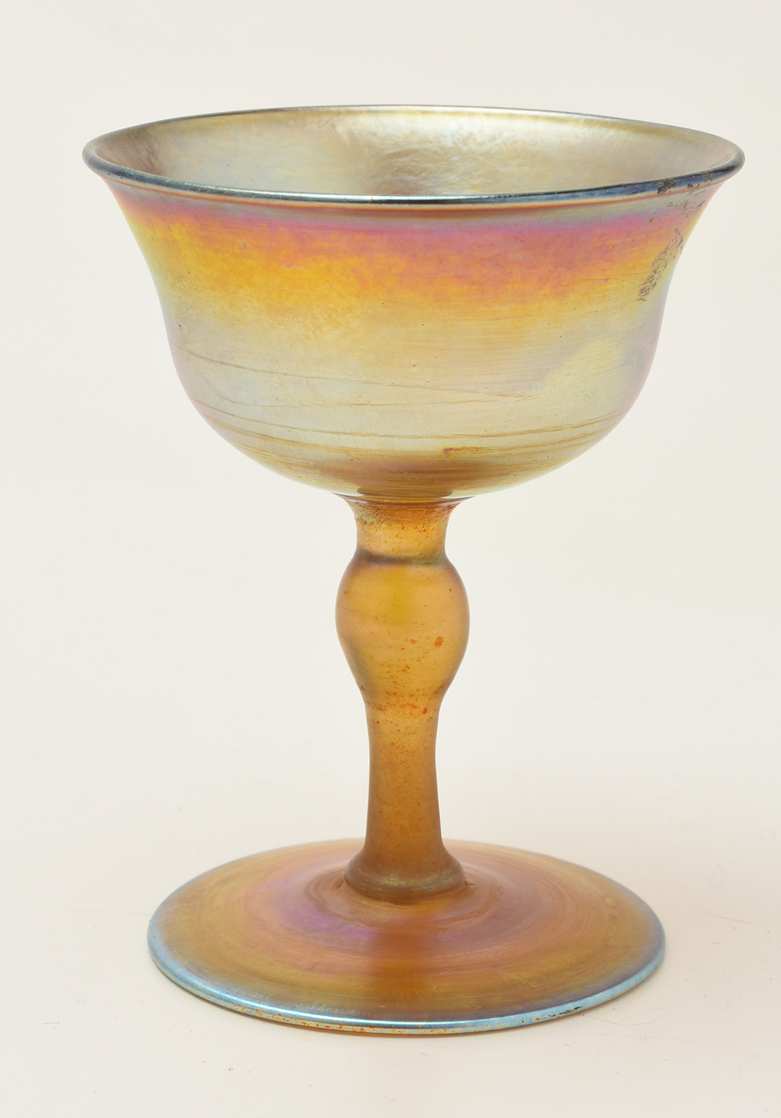 Set of Five Tiffany Studios Favrile Glass Sherry Glasses