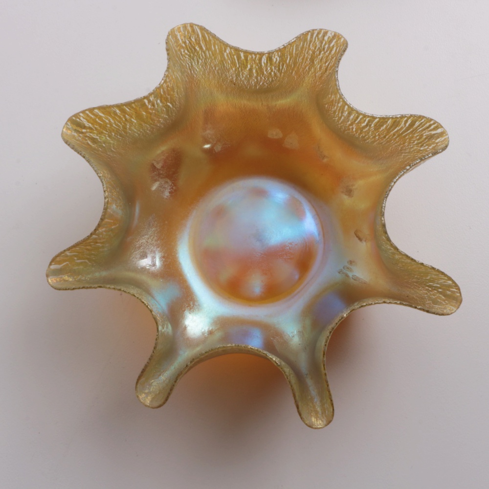 Set of Five Tiffany Studios Favrile Glass Finger Bowls and Underplates