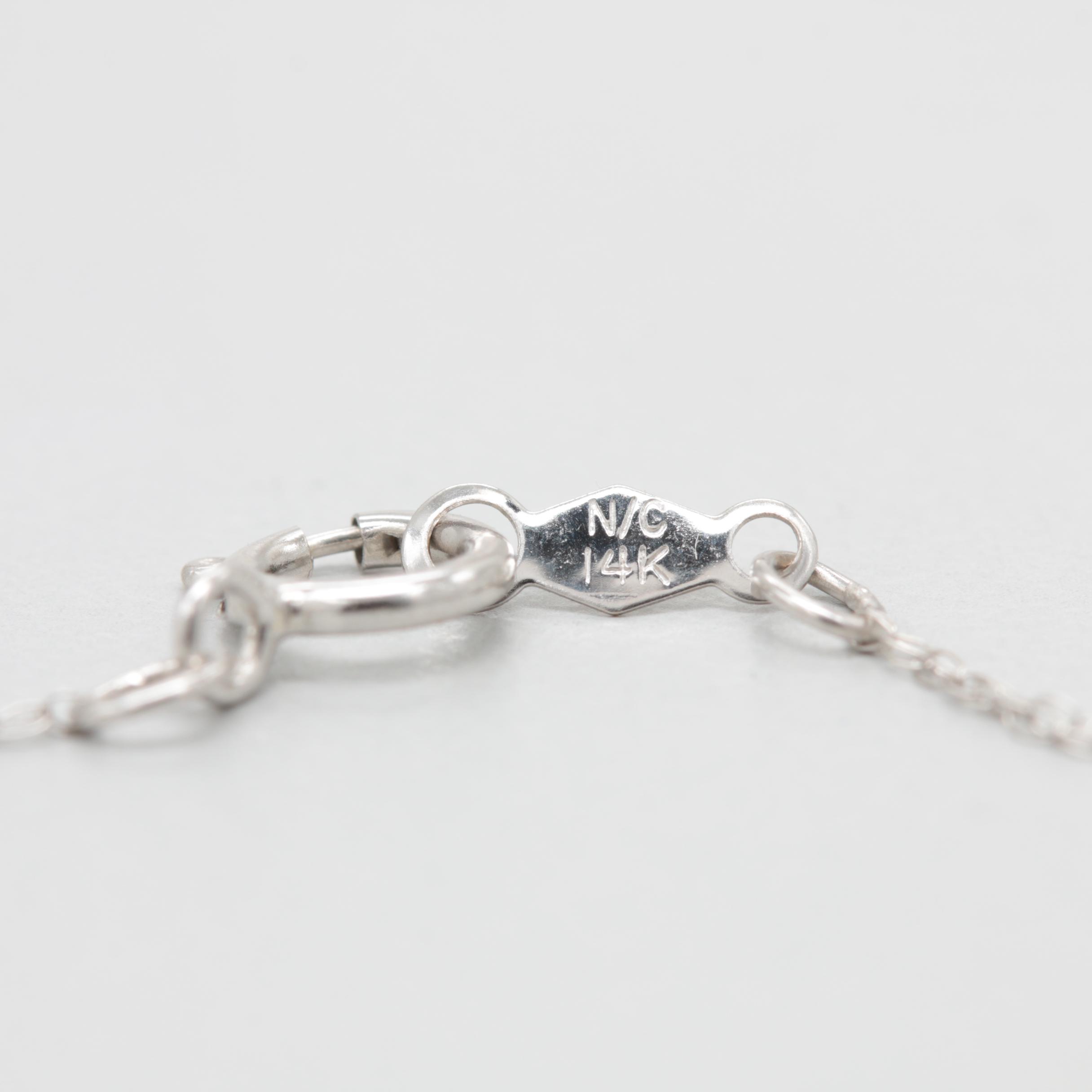 10K and 14K White Gold Diamond Cross Pendant Necklace