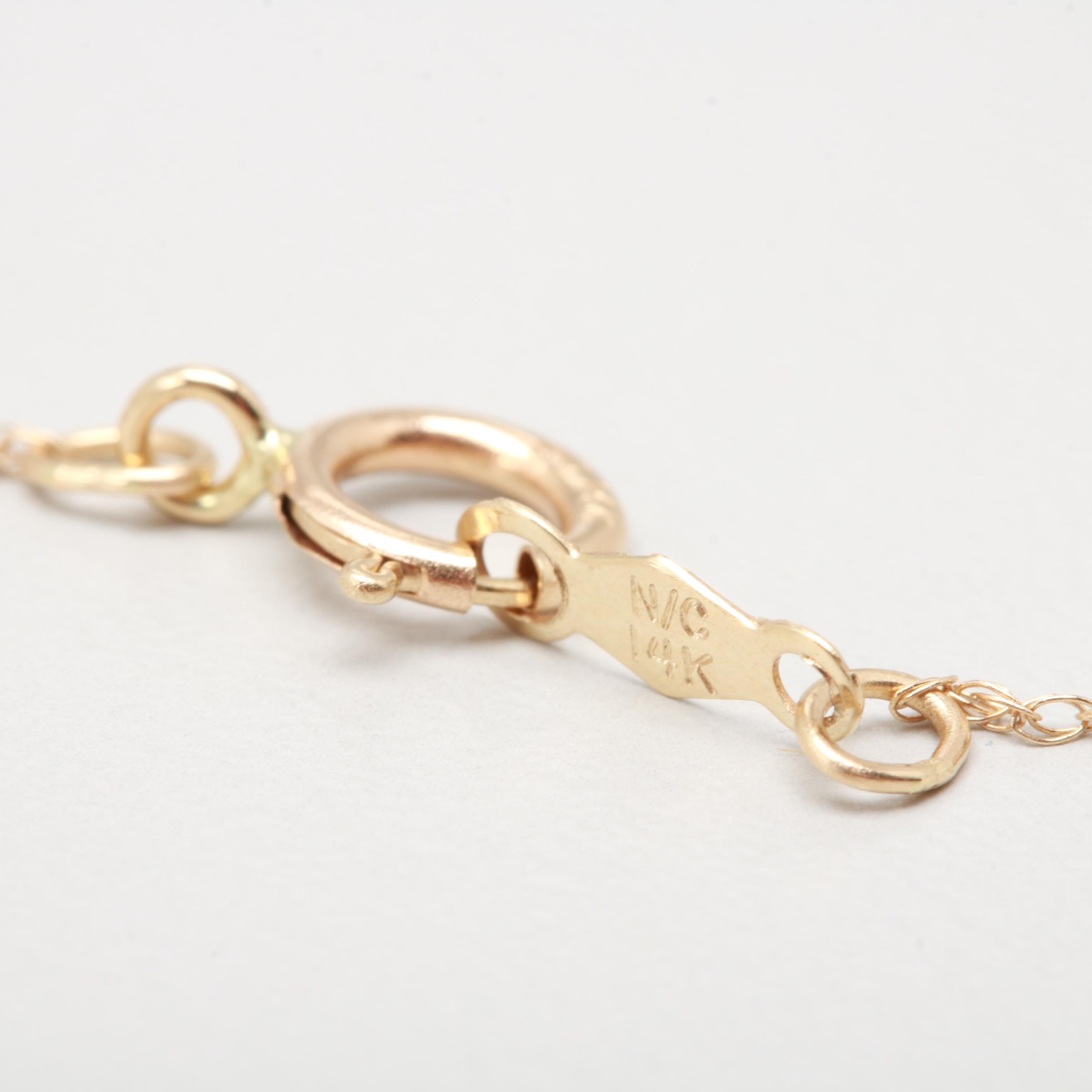 14K Yellow Gold Blue Sapphire and Diamond Necklace