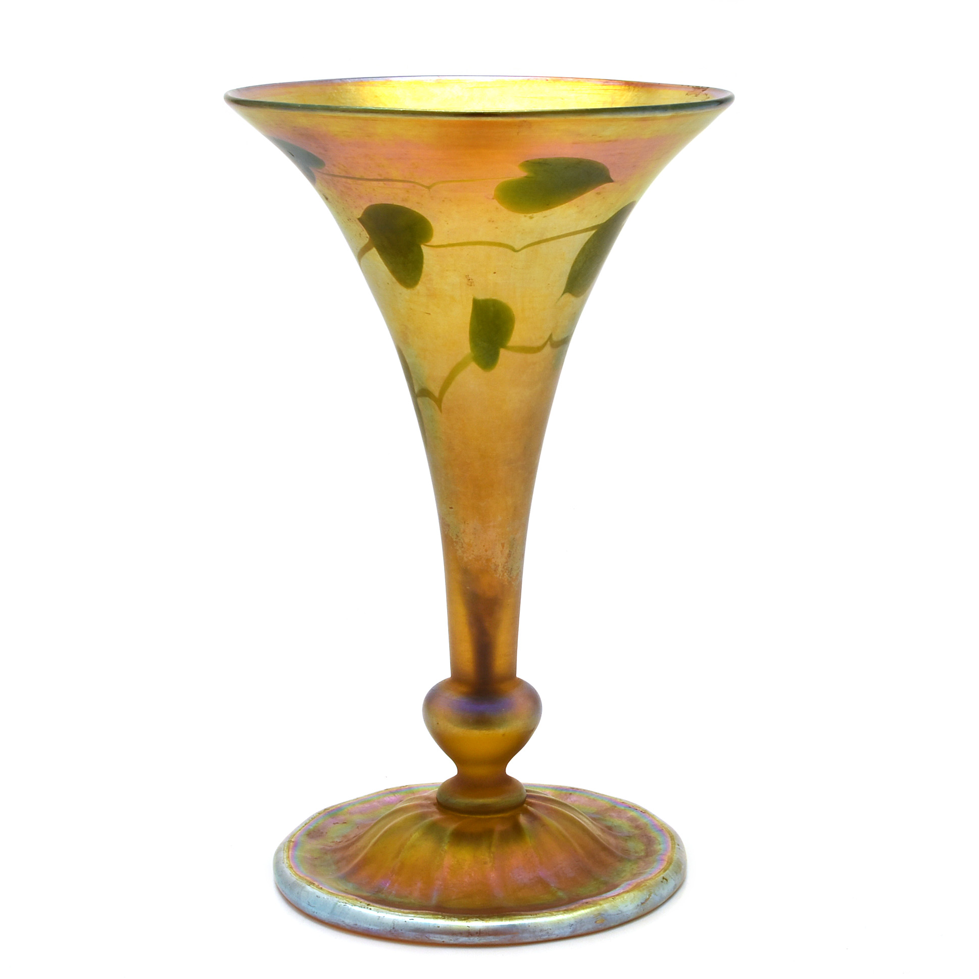 Tiffany Studios Decorated Favrile Glass Trumpet Vase