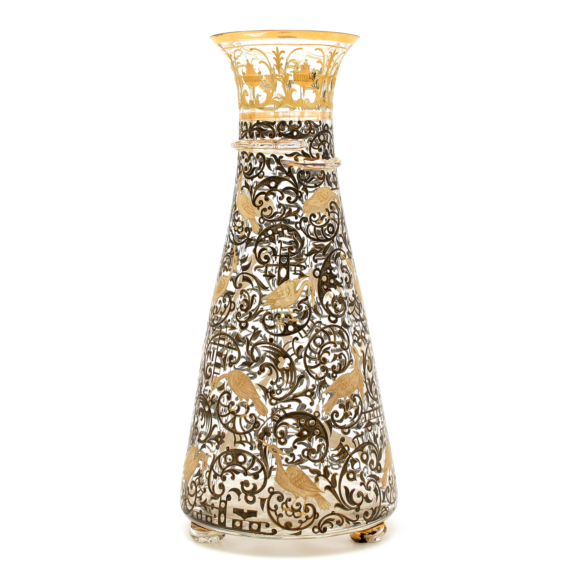 Gallé Enameled and Gilt-Decorated Glass Vase