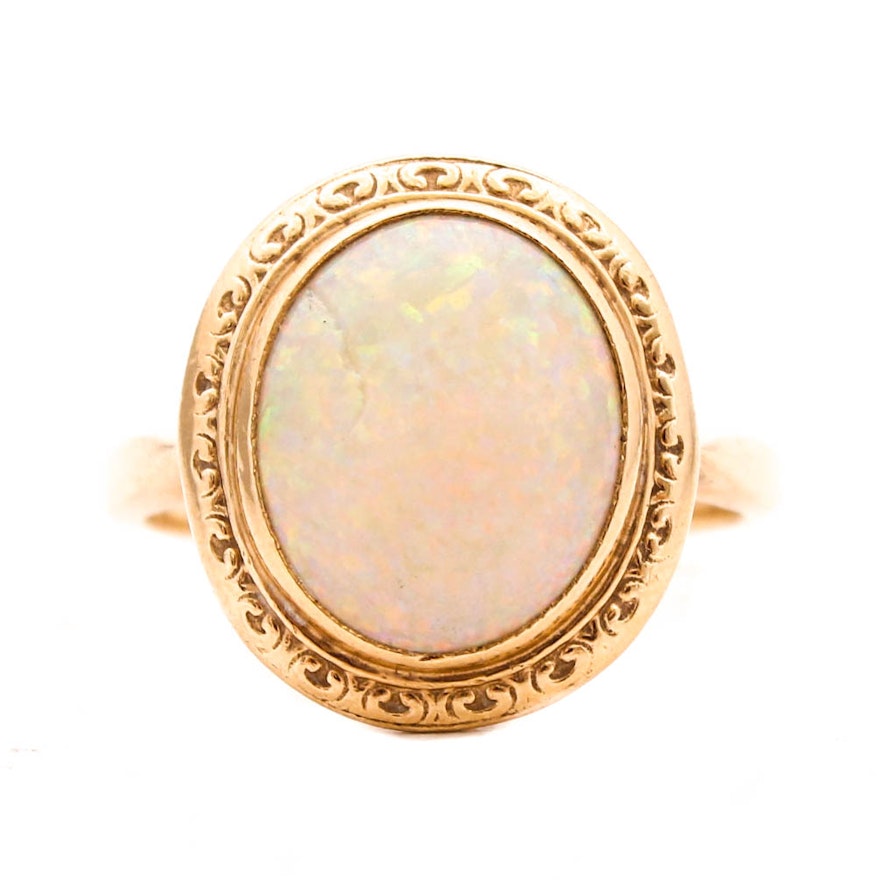 14K Yellow Gold Opal Ring