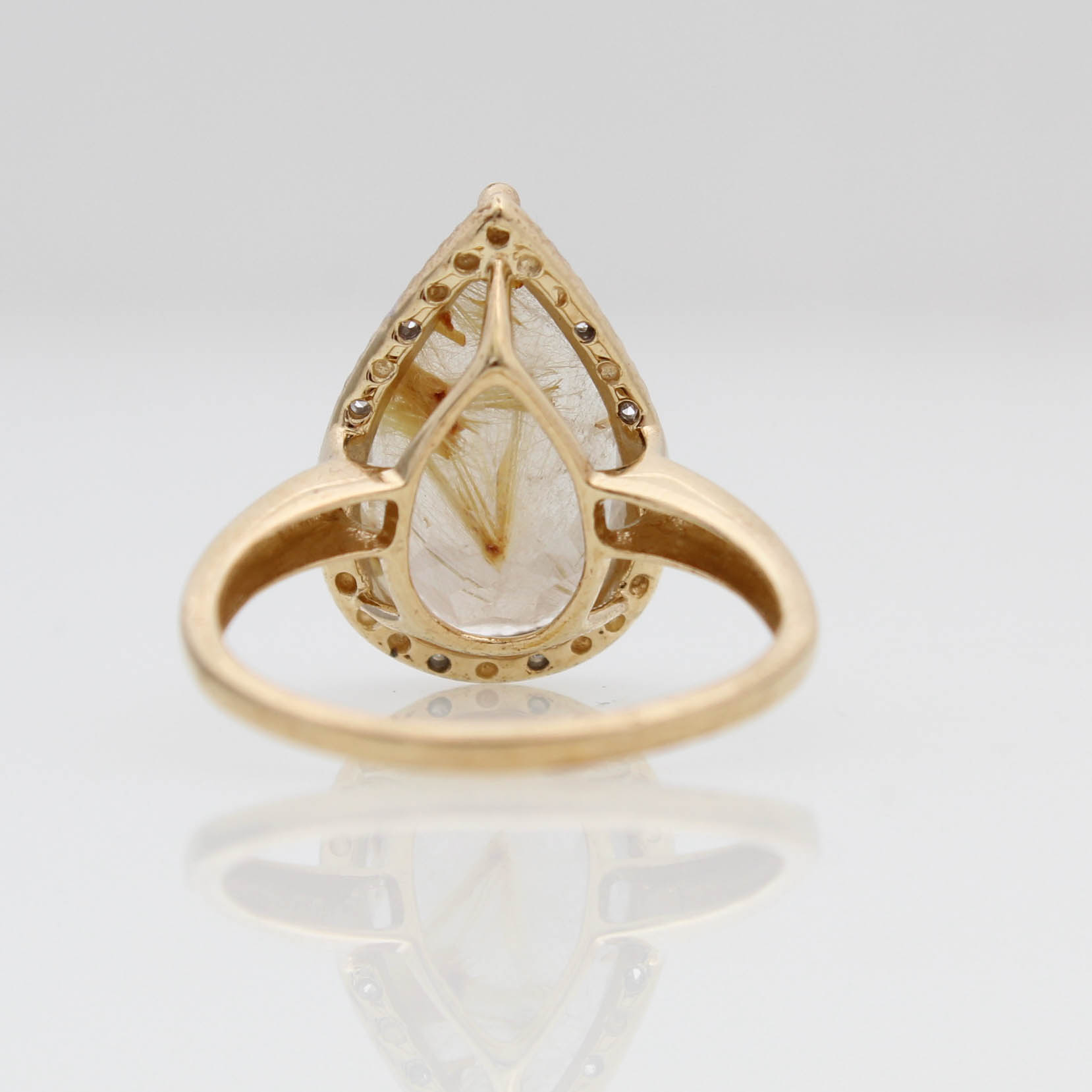 10K Yellow Gold Rutilated Quartz and Diamond Ring
