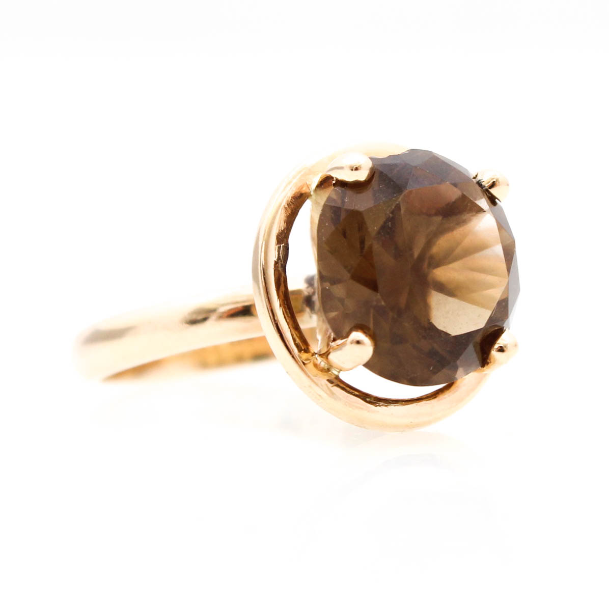 14K Yellow Gold Smoky Quartz Ring