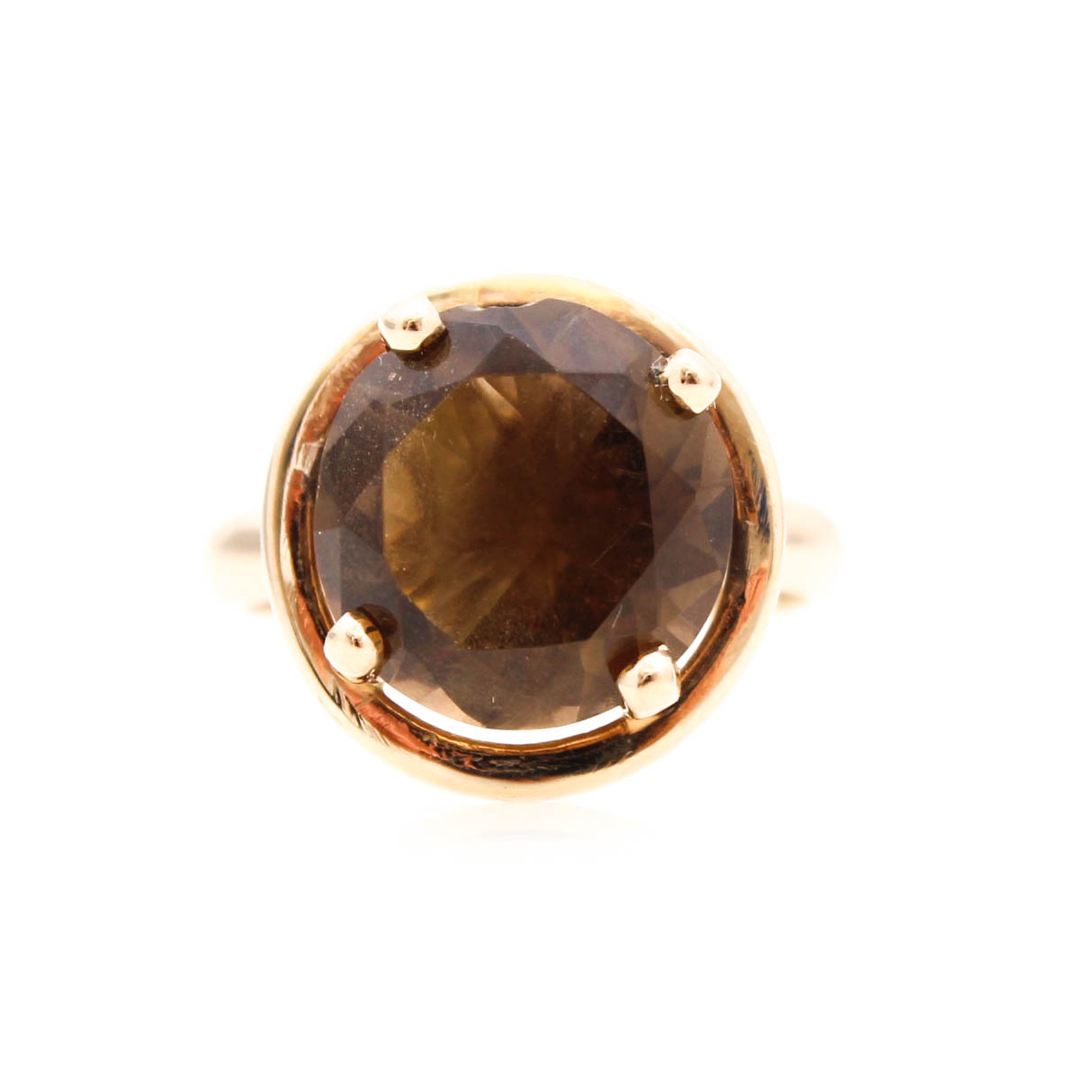 14K Yellow Gold Smoky Quartz Ring