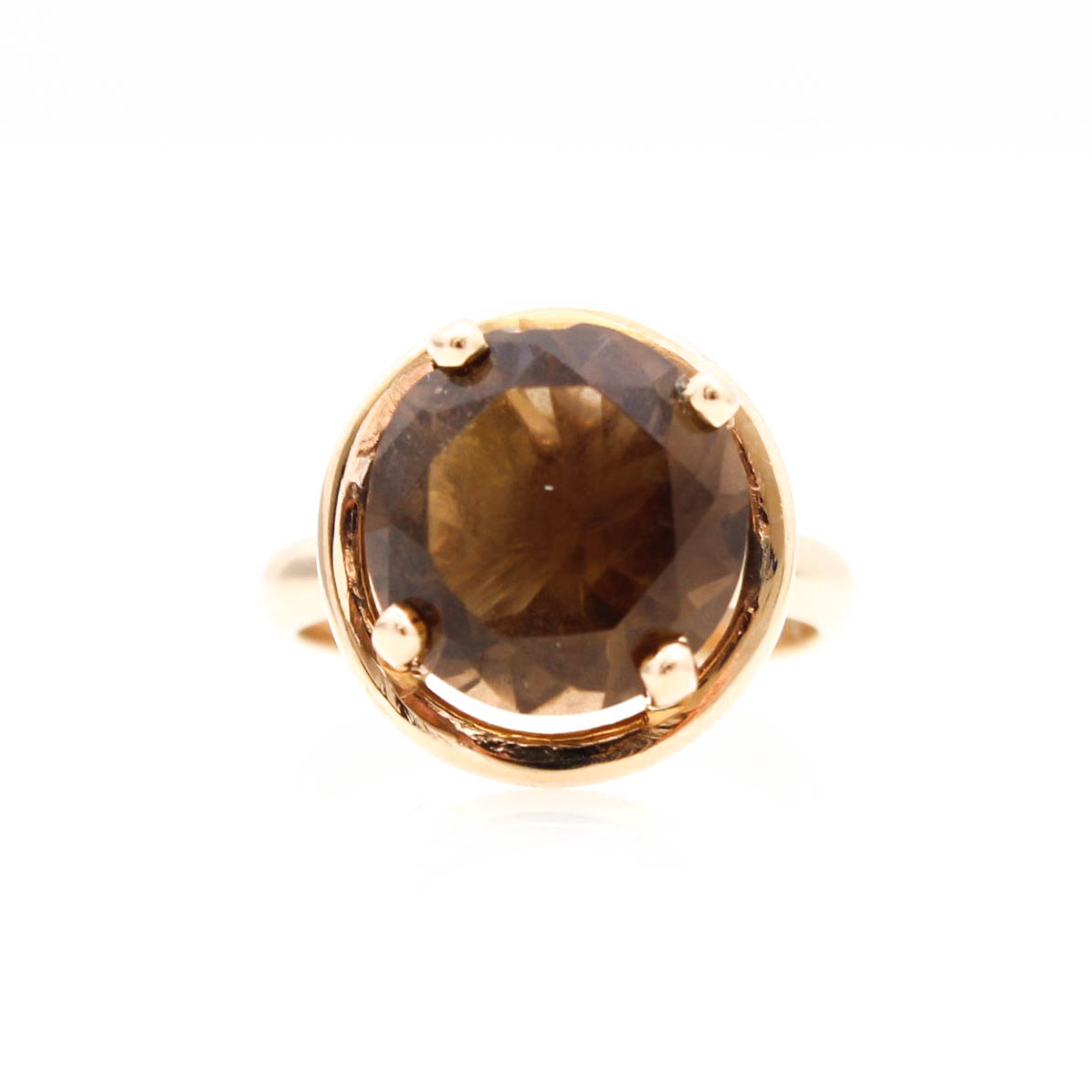 14K Yellow Gold Smoky Quartz Ring