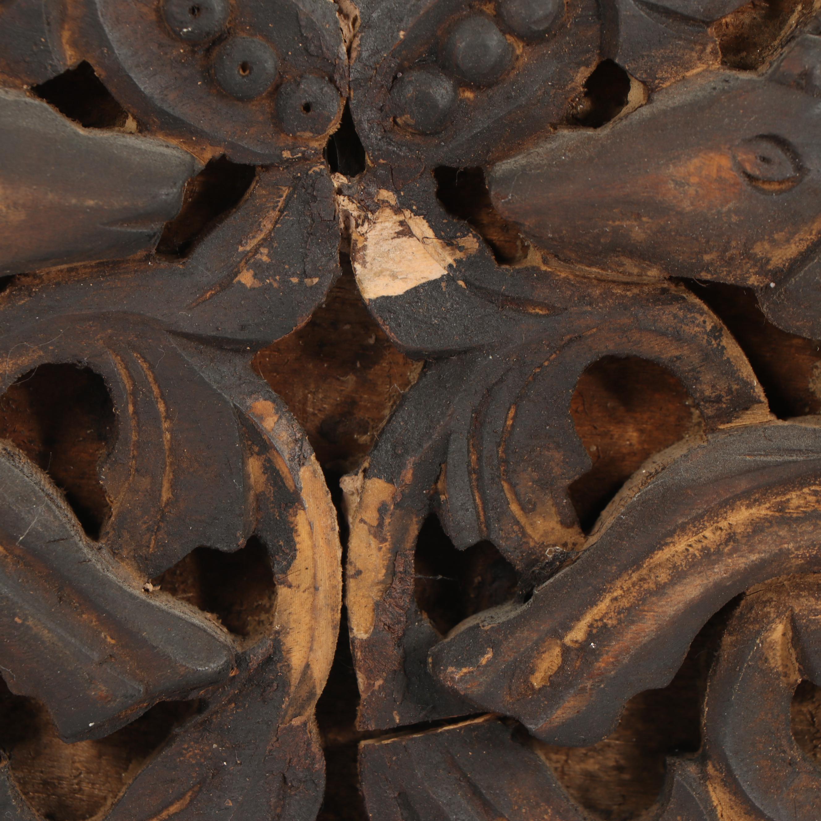 Antique Carved Wooden Frieze with Running Hounds