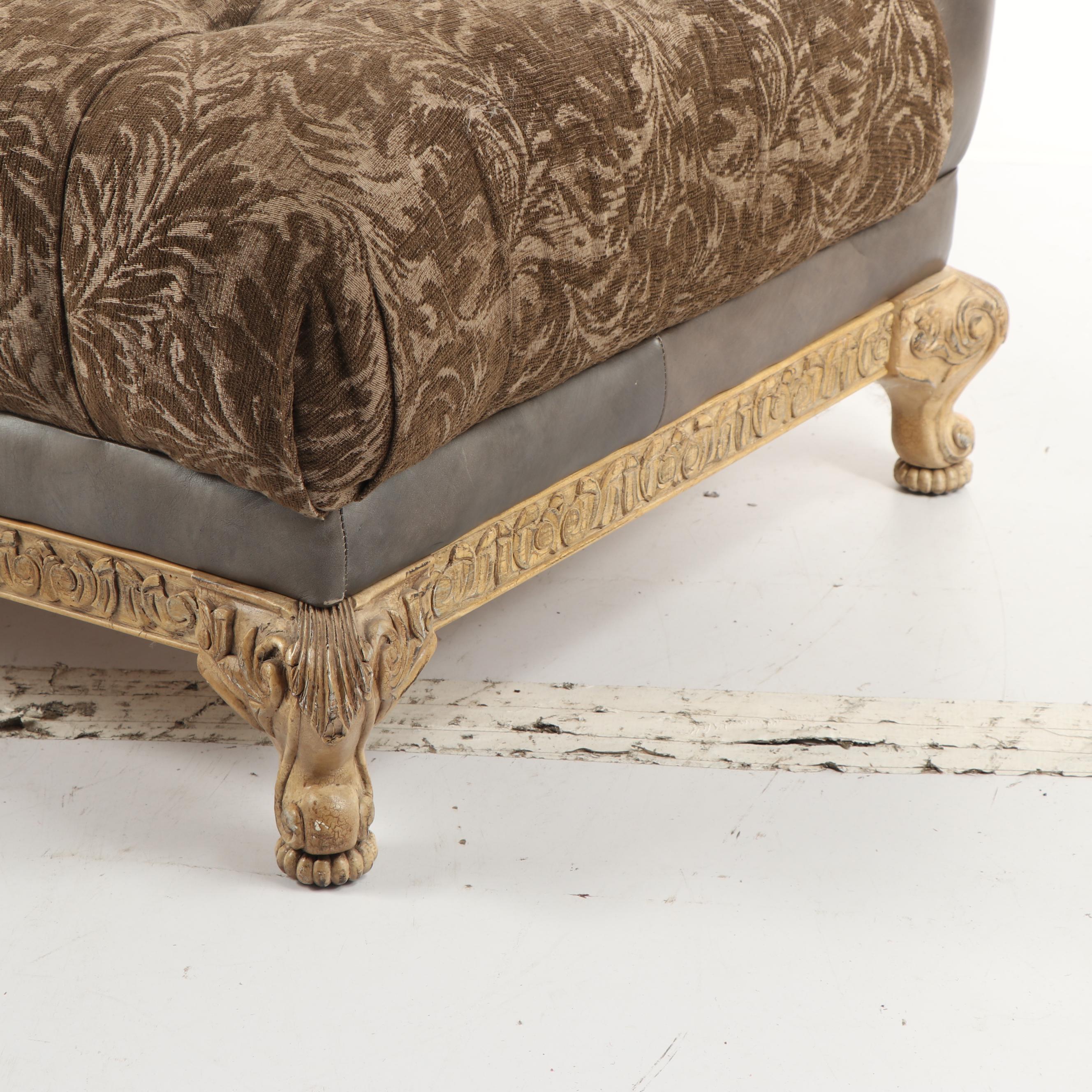 Faux Leather and Fabric Meridienne Chaise Lounge