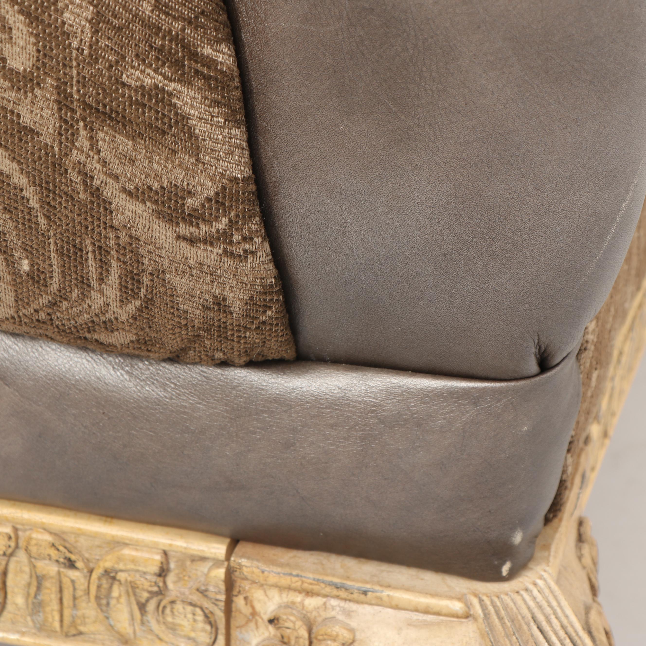 Faux Leather and Fabric Meridienne Chaise Lounge