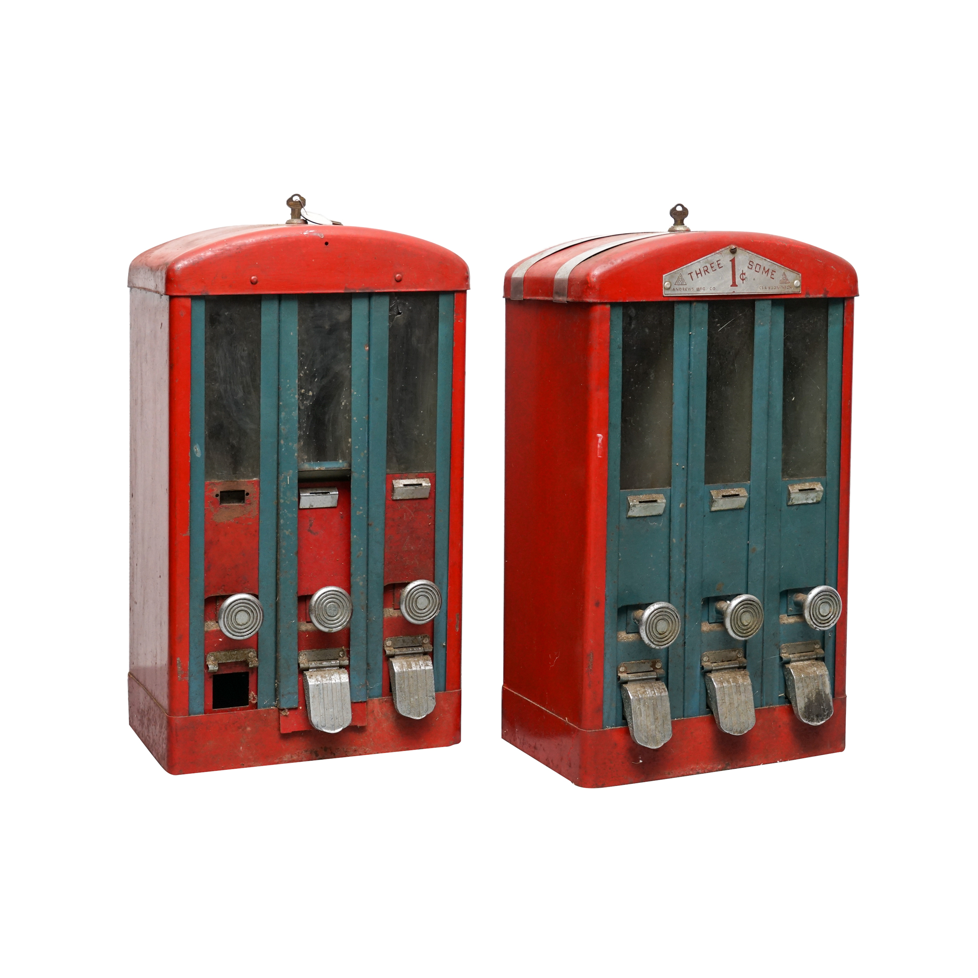 Andrews Mfg. Co. Three Some One Cent Vending Machines, circa 1930s