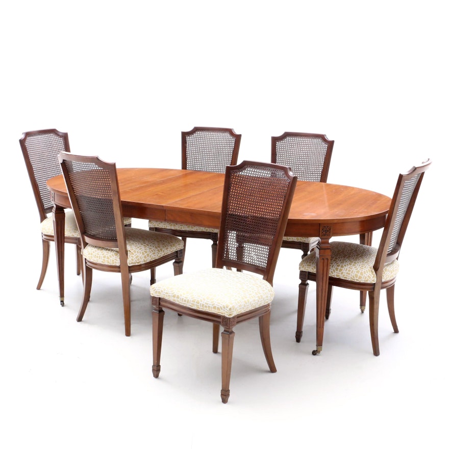 French Provincial Style Dining Table and Side Chairs, Late 20th Century