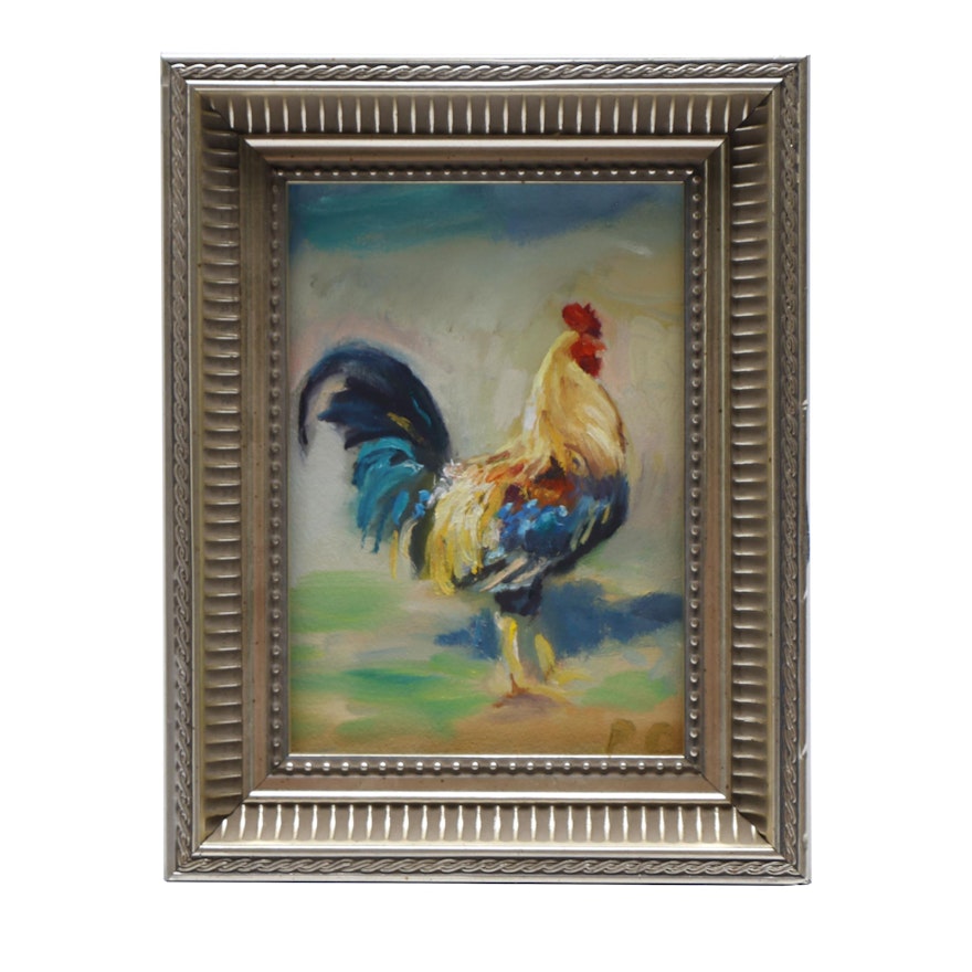 Peter Chorao Oil Painting of a Chicken