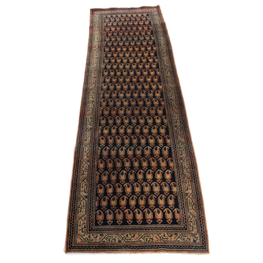 Vintage Hand-Knotted Persian Mir Sarouk Carpet Runner