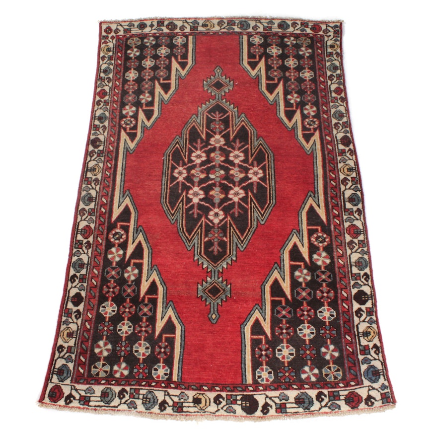 Vintage Hand-Knotted Persian Zanjan Rug