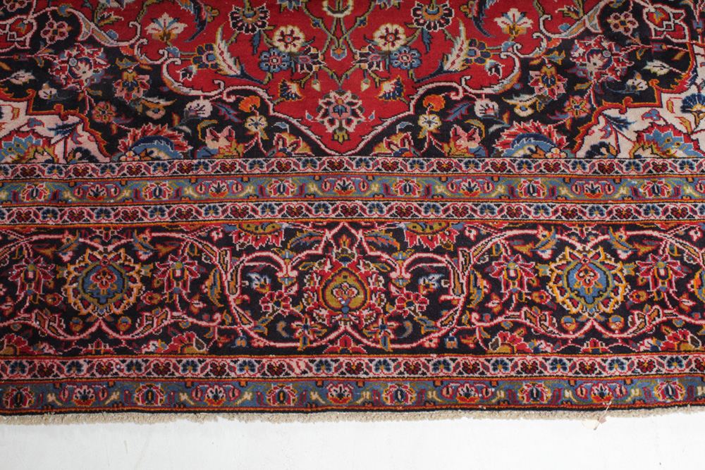 Hand-Knotted Persian Kashan Room Size Rug