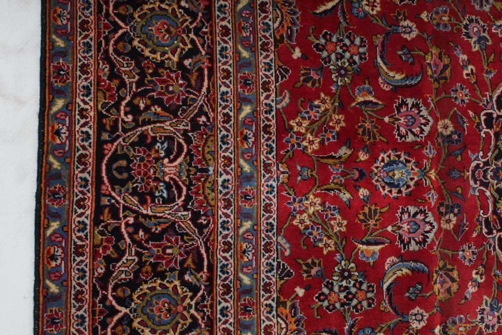Hand-Knotted Persian Kashan Room Size Rug