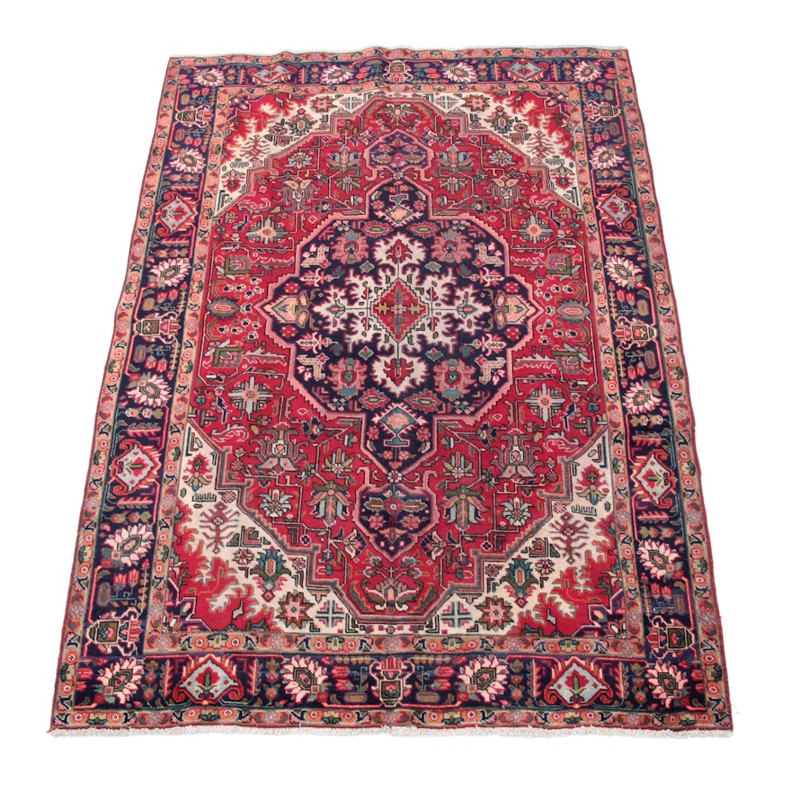 Hand-Knotted Persian Heriz Wool Rug