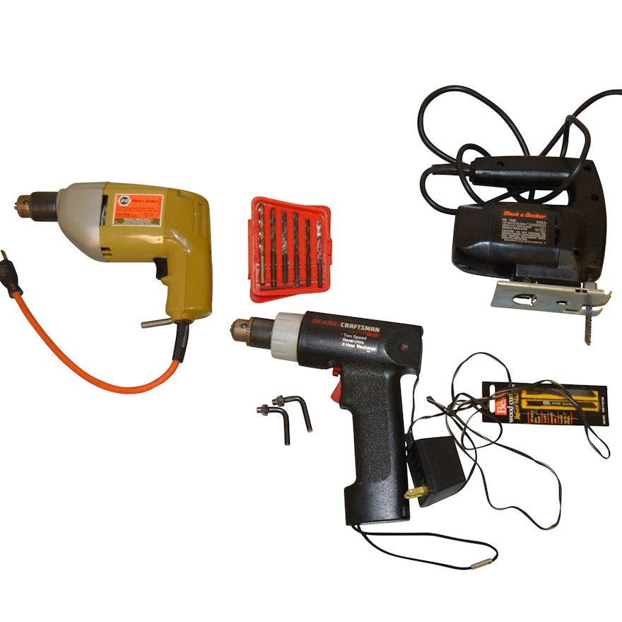 Power Tools Including a Black+Decker Jig Saw