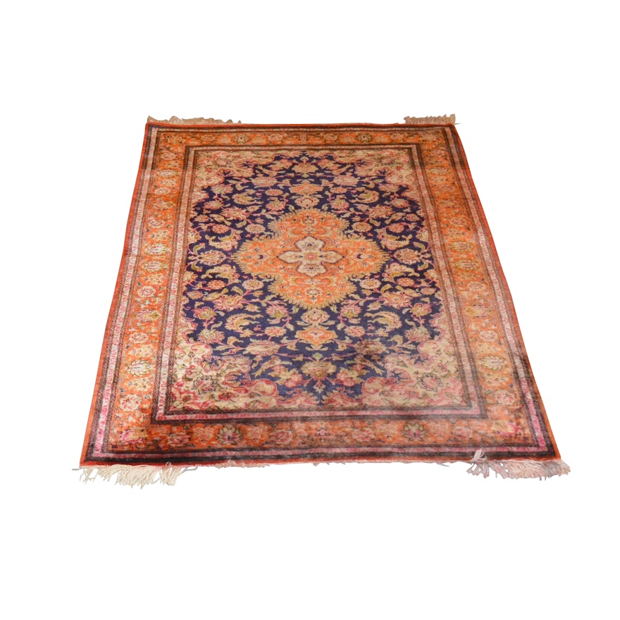 Hand-Knotted Silk and Wool Indo-Persian Rug
