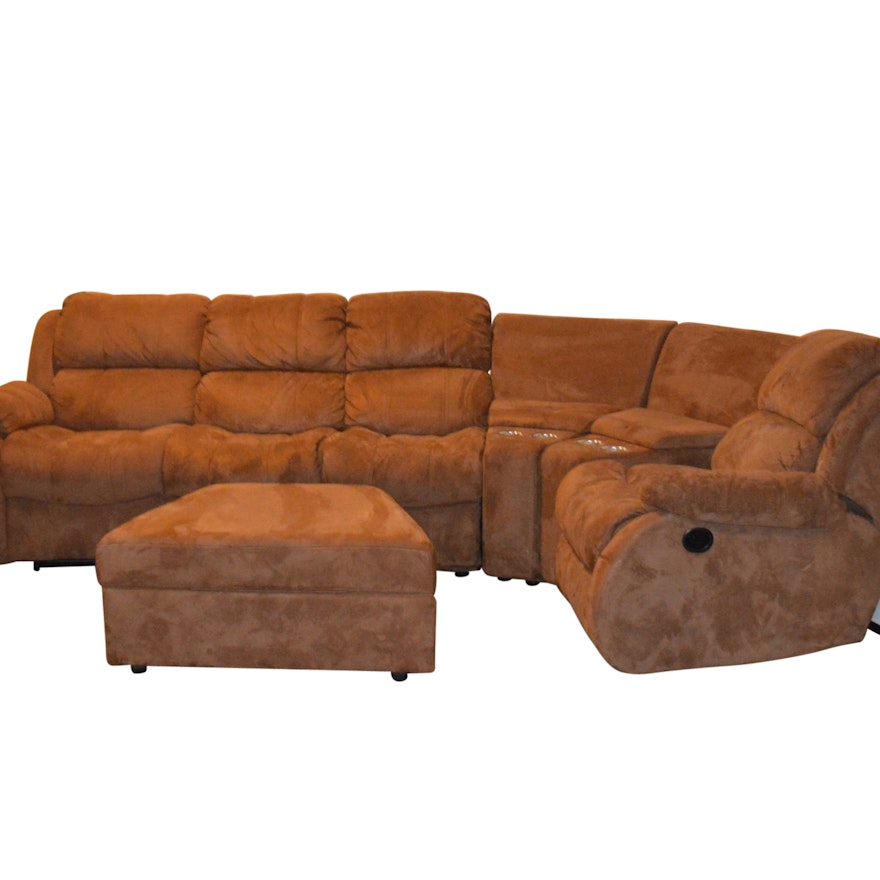 Contemporary Six-Piece Microsuede Reclining Sofa by American Signature