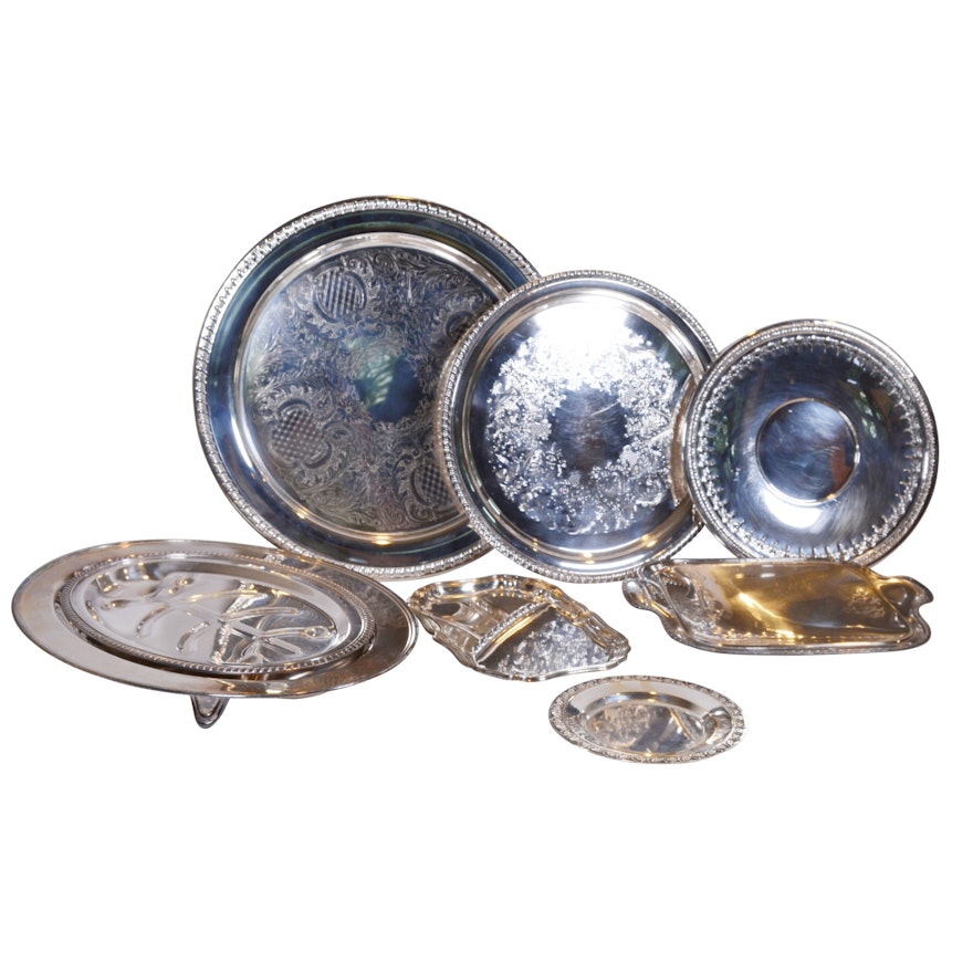 Silver Plate Platters and Trays including Leonard and Oneida