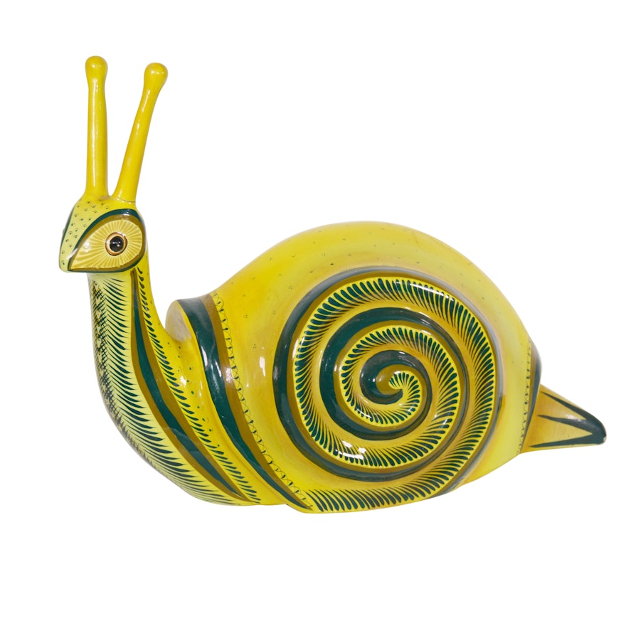 Vintage Sermel Papier Mache Folk Art Snail