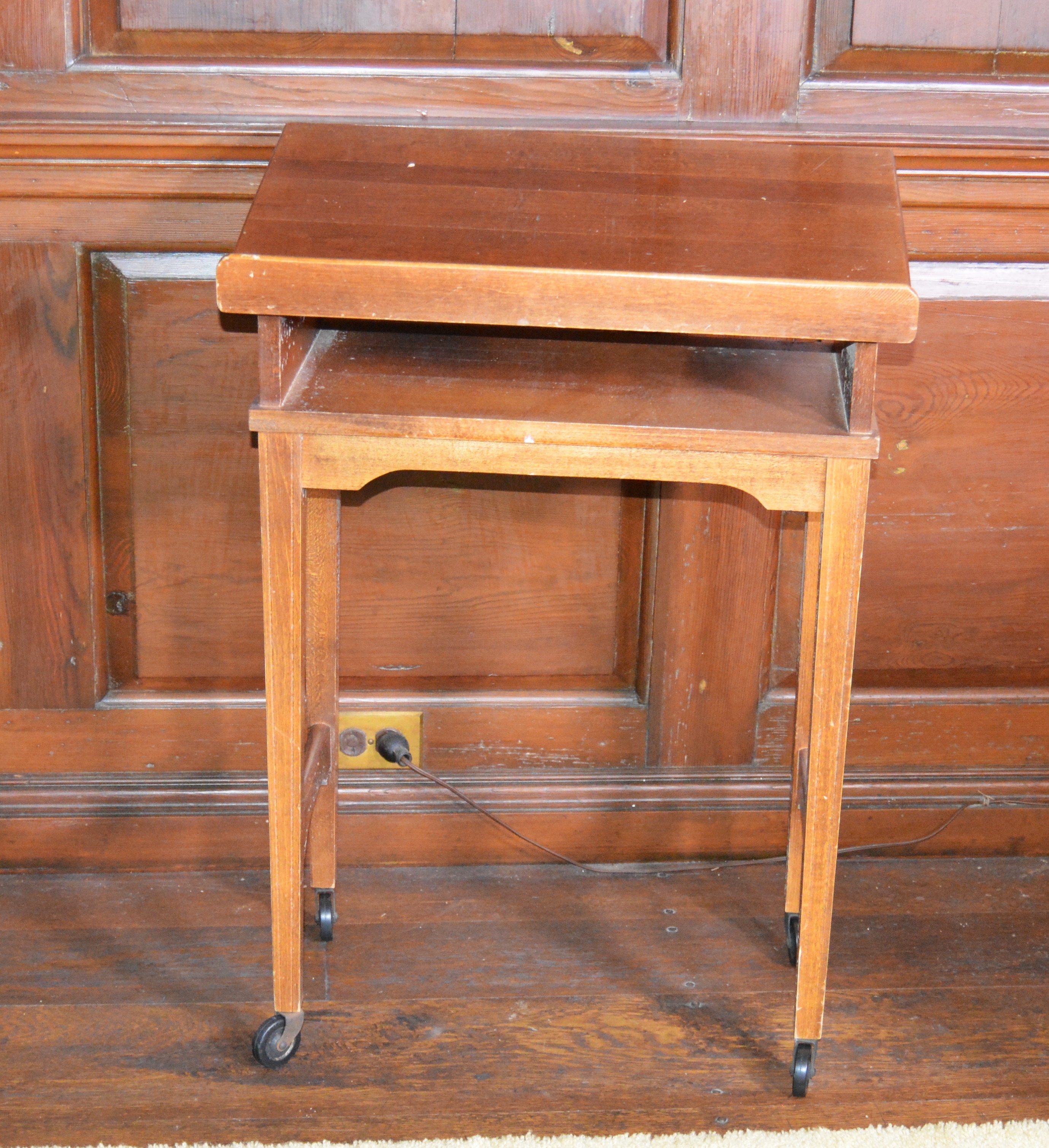 Mahogany Book Display Table on Wheels, 20th Century