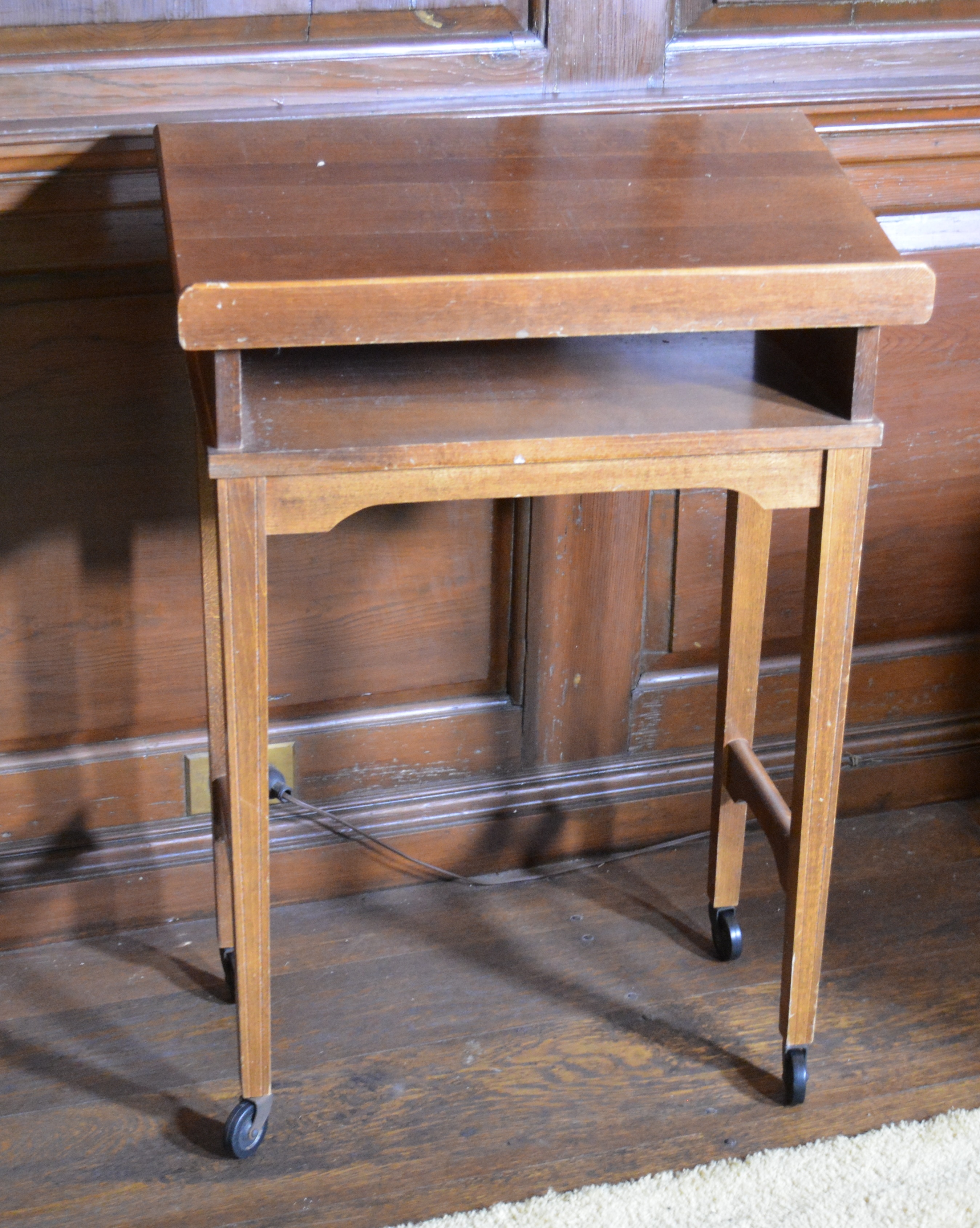 Mahogany Book Display Table on Wheels, 20th Century