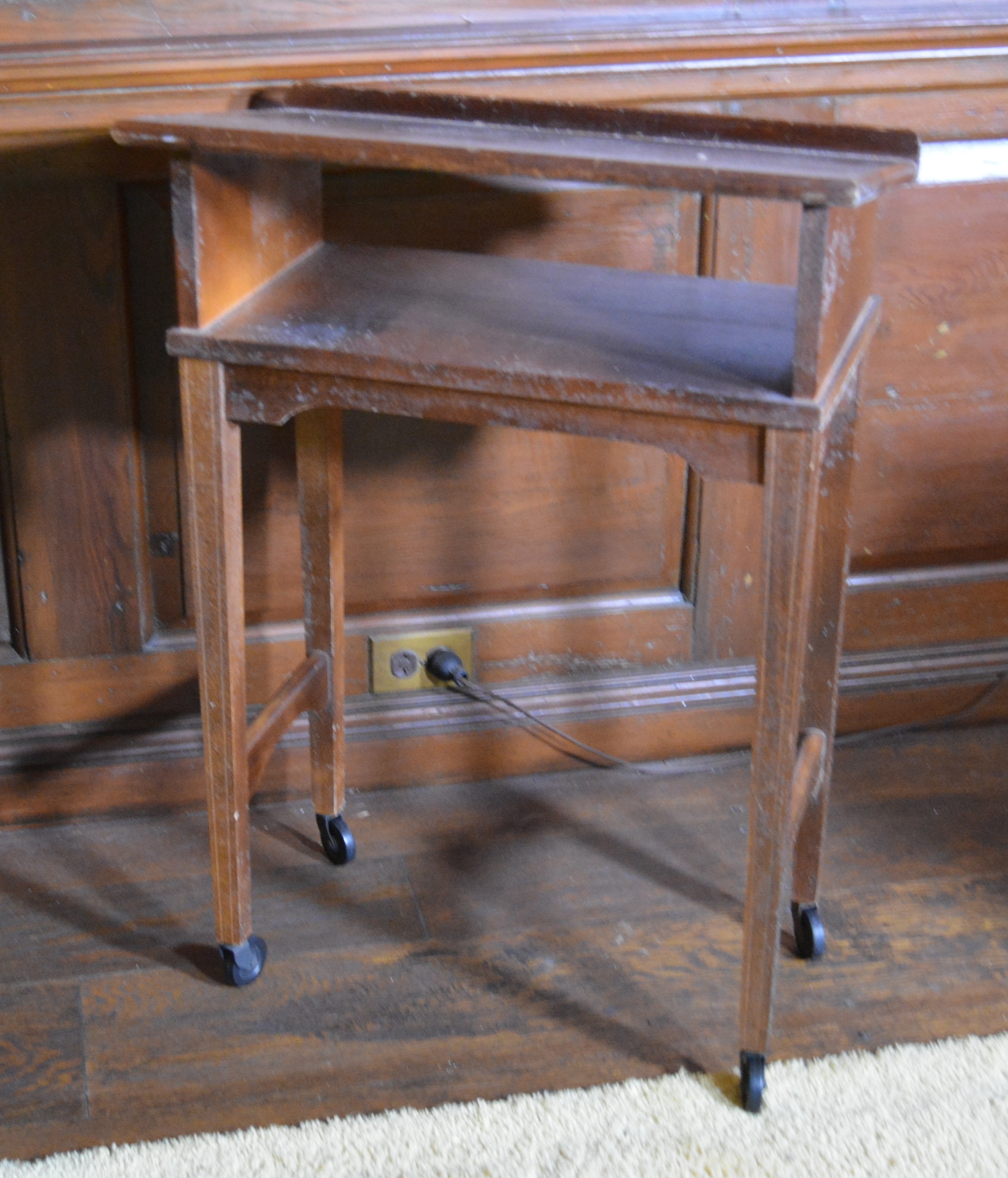 Mahogany Book Display Table on Wheels, 20th Century