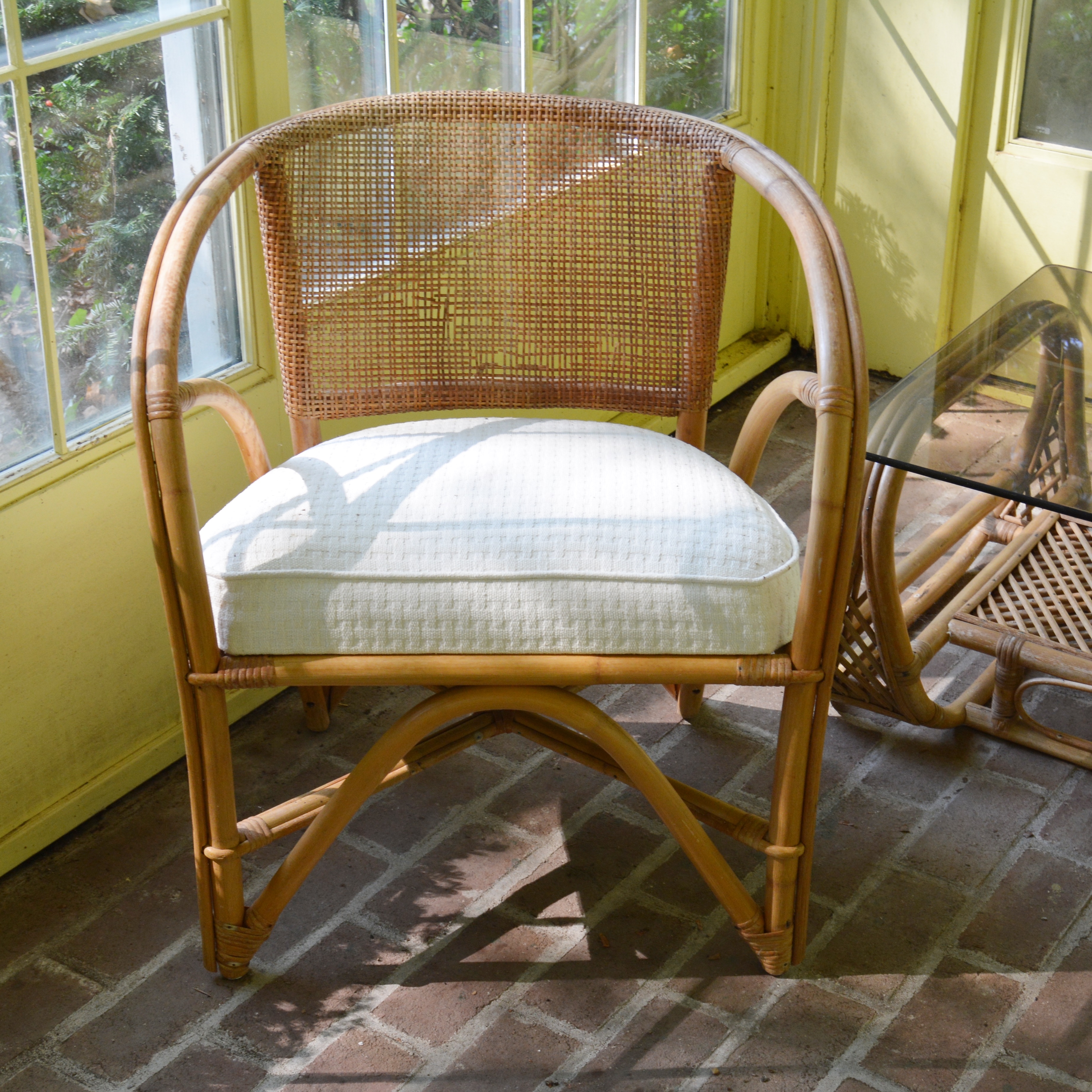 Deco Revival Armchairs and Smoky Glass Top Coffee Table, 20th Century