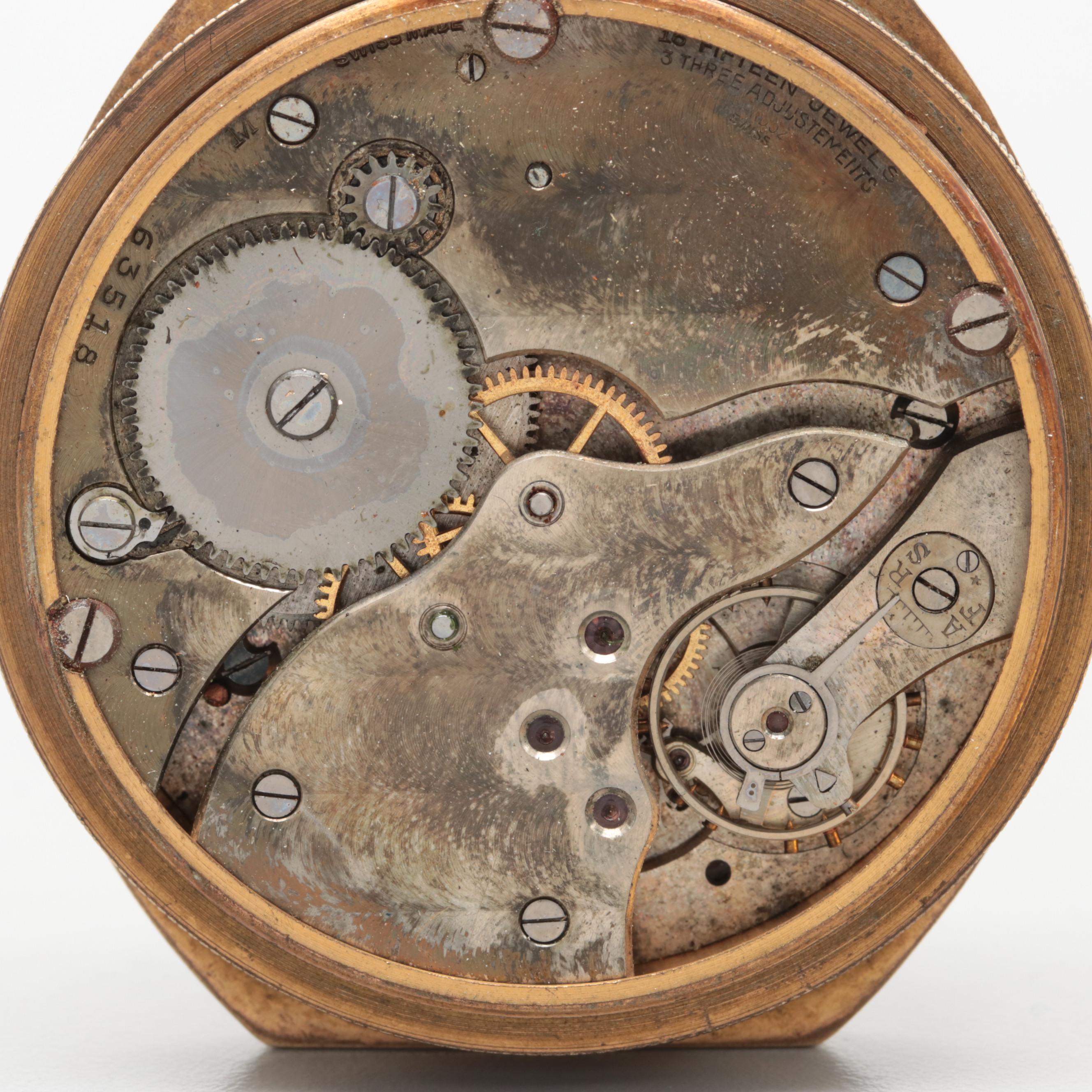 Antique Gold Tone Swiss Car Clock