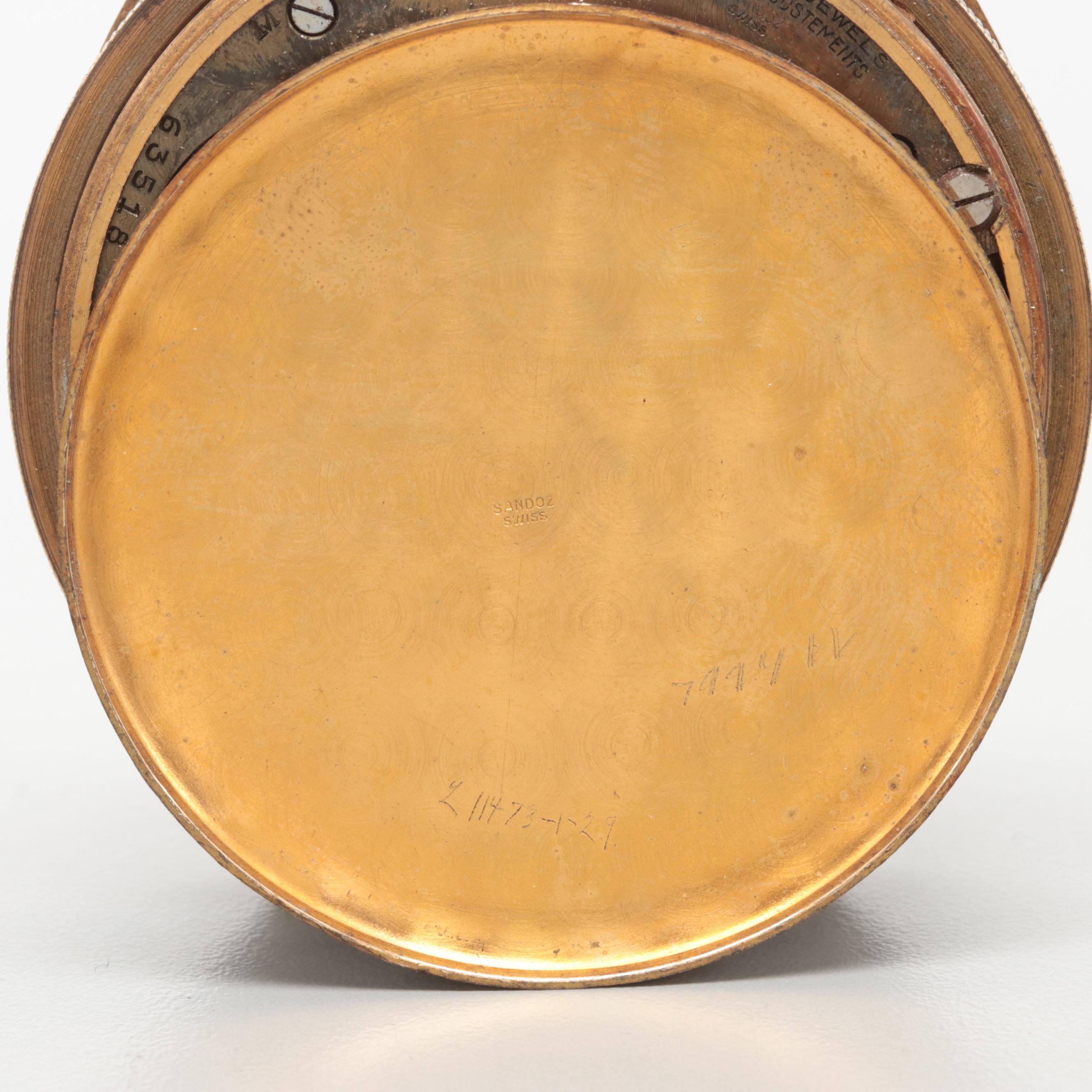 Antique Gold Tone Swiss Car Clock