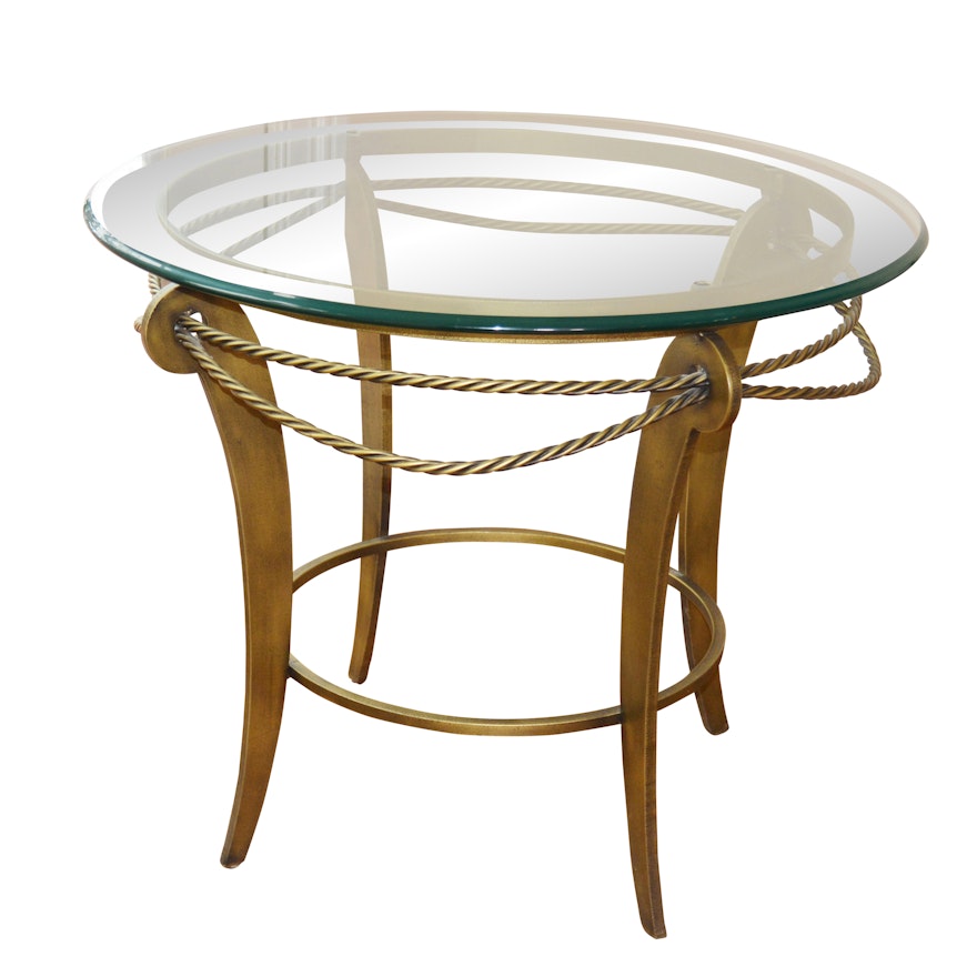 Contemporary Glass Top Round Accent Table, by Ethan Allen