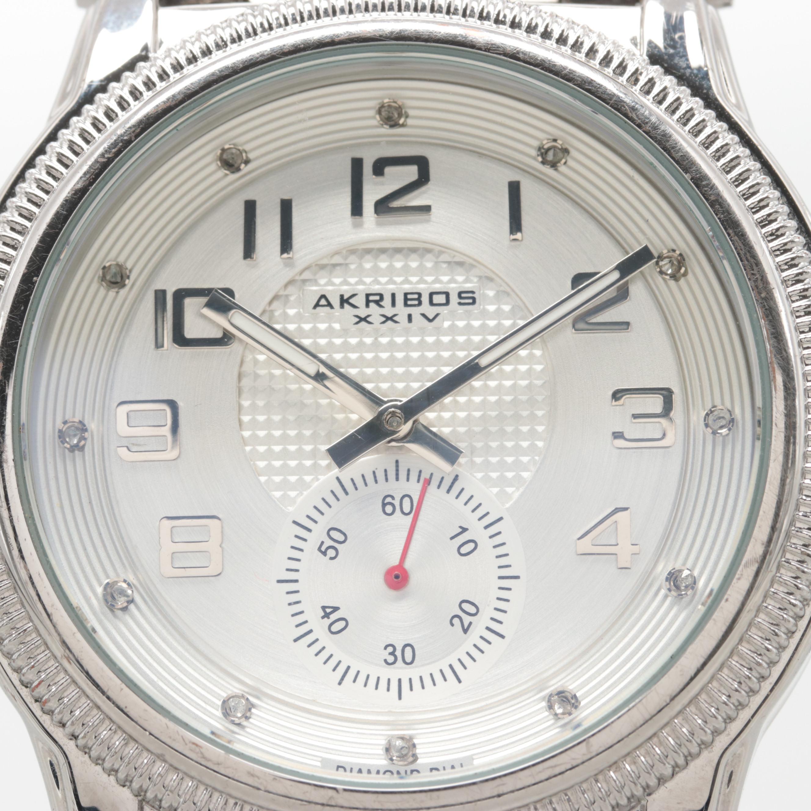 Akribos Model AK815SS Silver Tone Diamond Watch