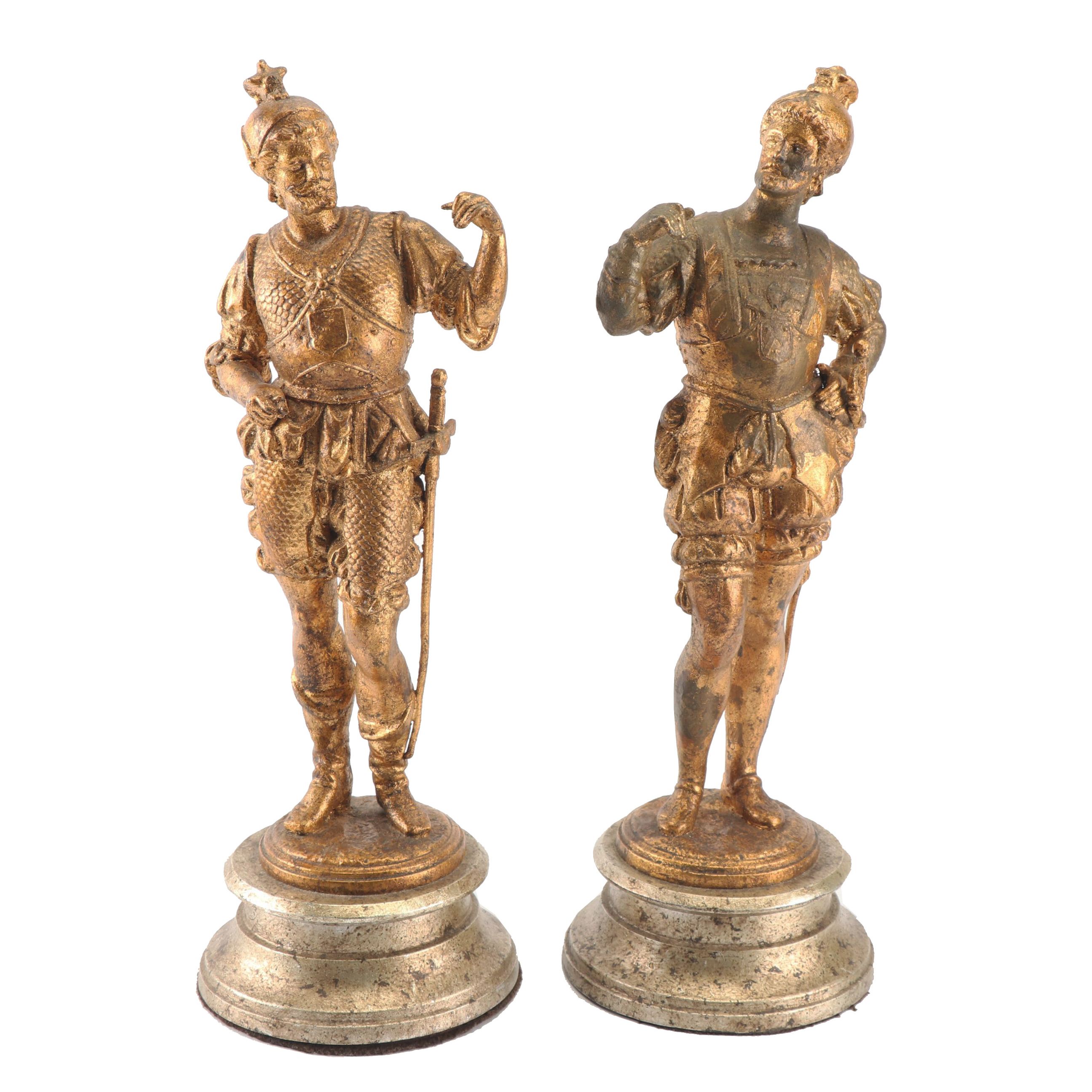 Painted Renaissance Soldier Spelter Figurines, Late 19th C.