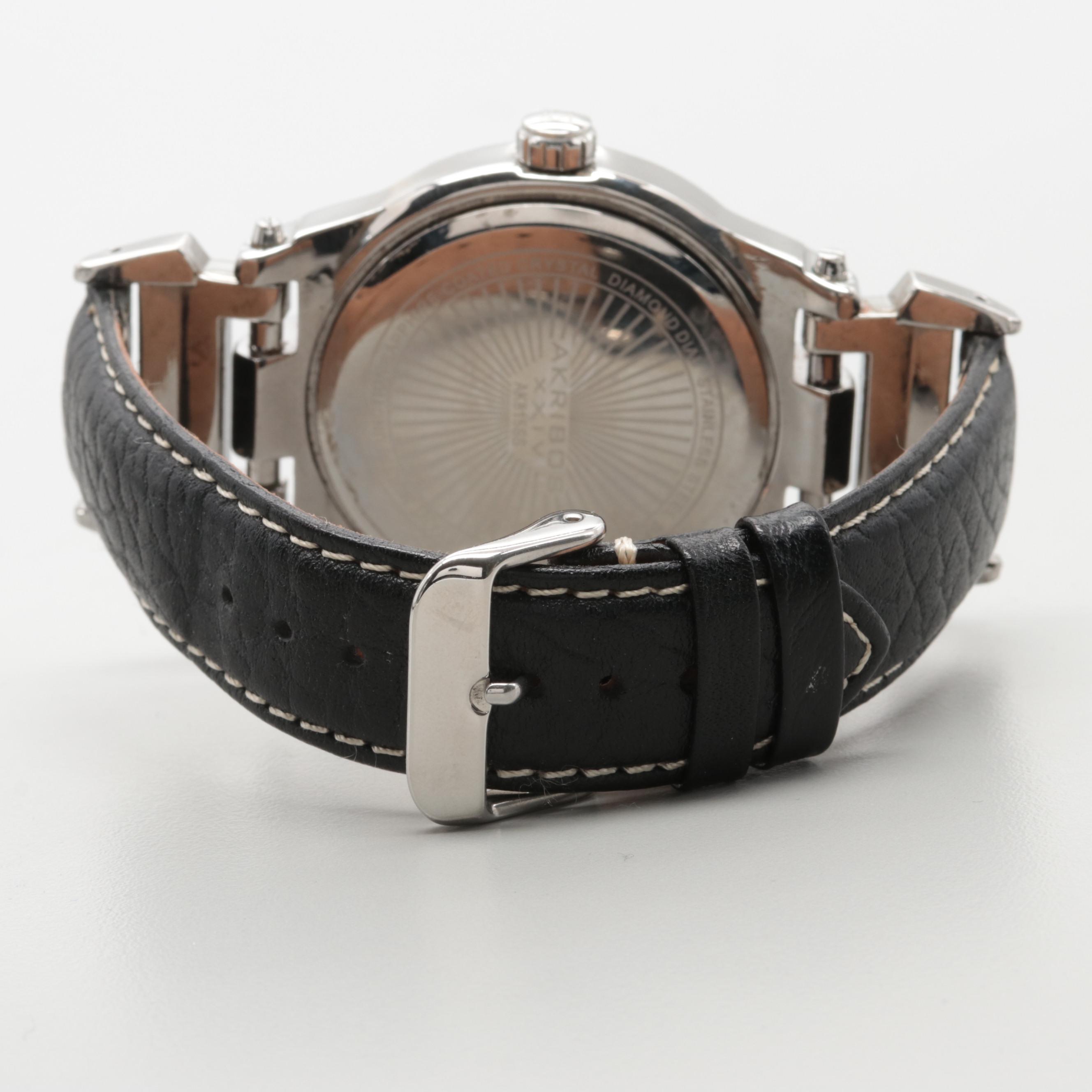 Akribos Model AK815SS Silver Tone Diamond Watch