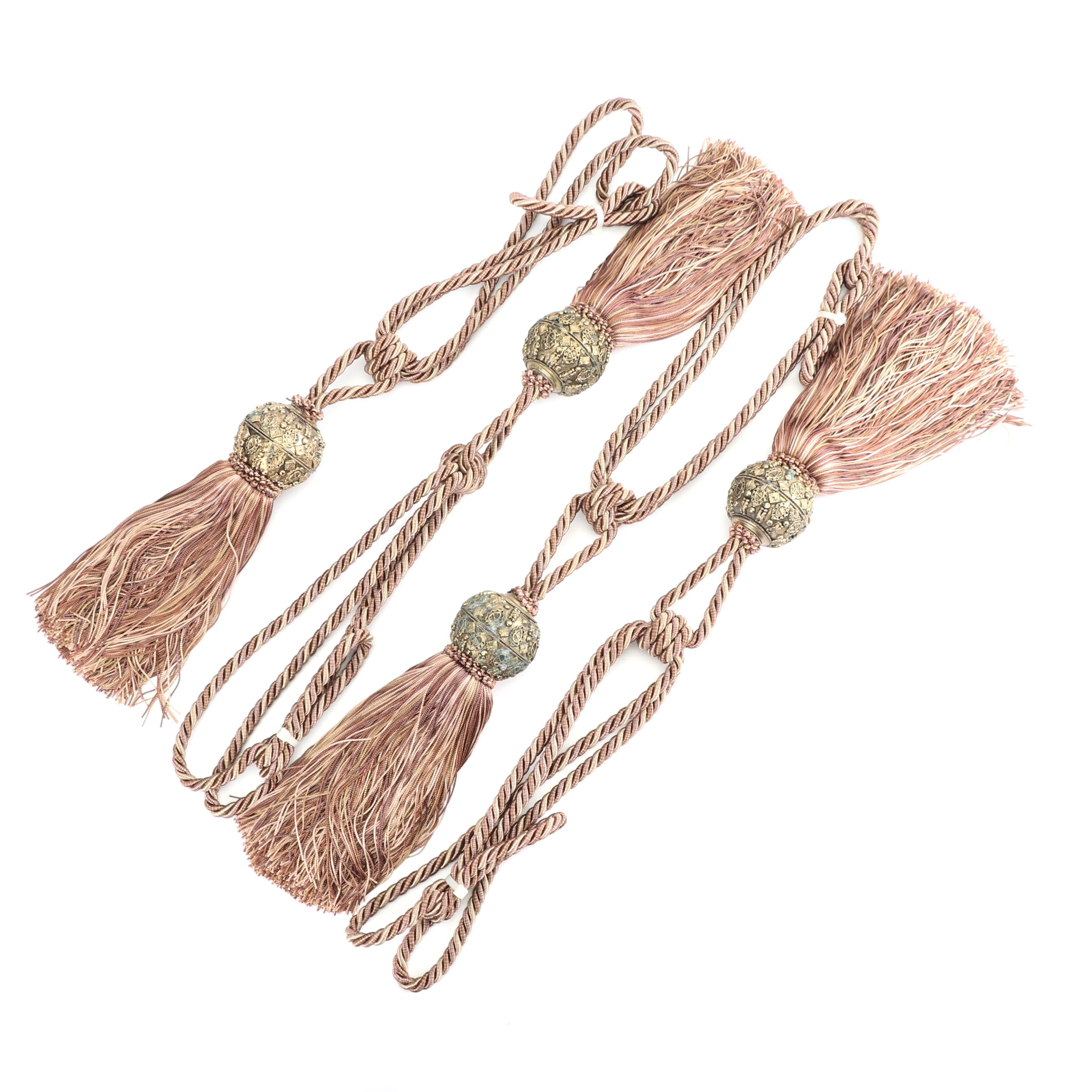 Curtain Tie Backs Set with Decorative Beads