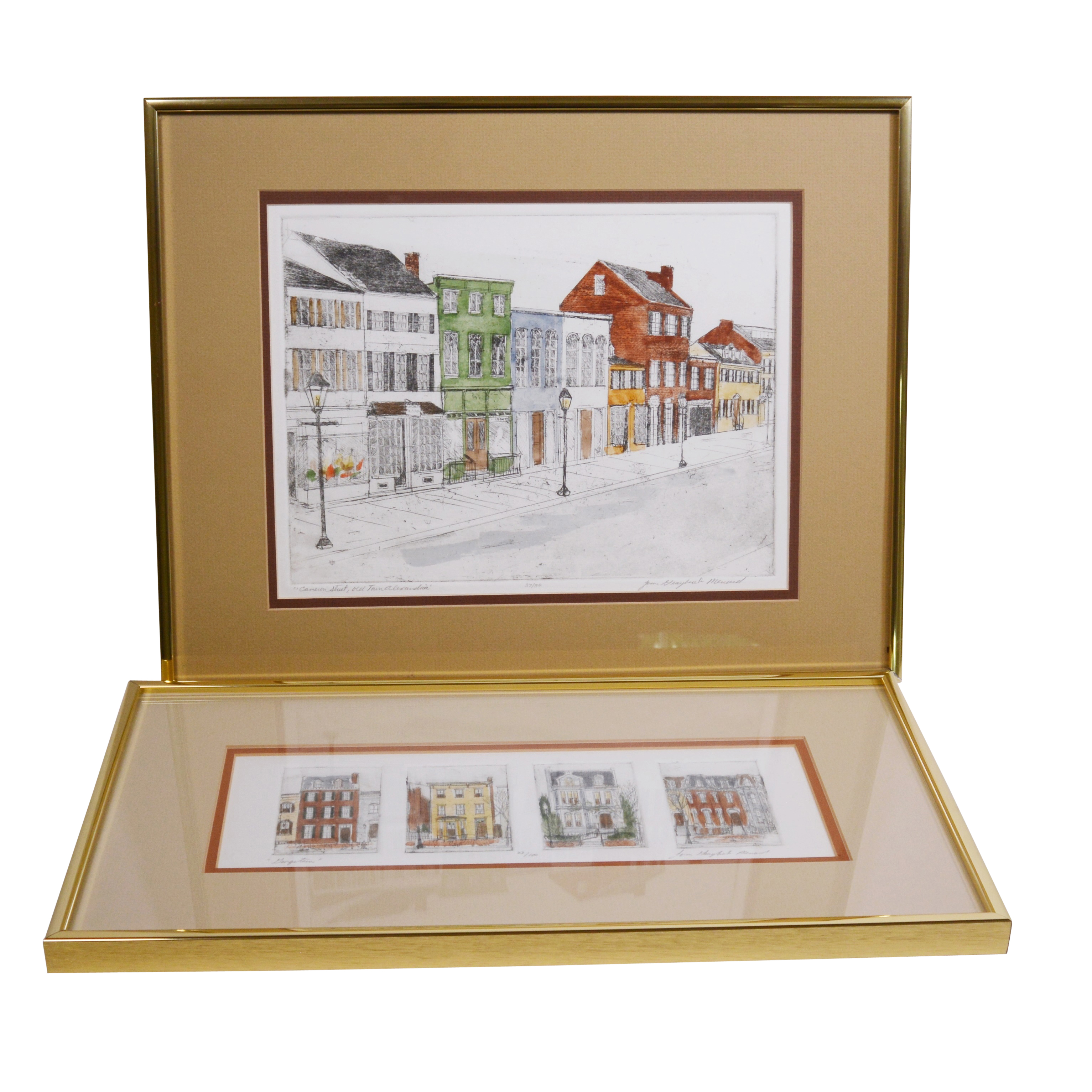 Joan Graybeal-Menard Limited Edition Colored Etchings of Urban Architecture