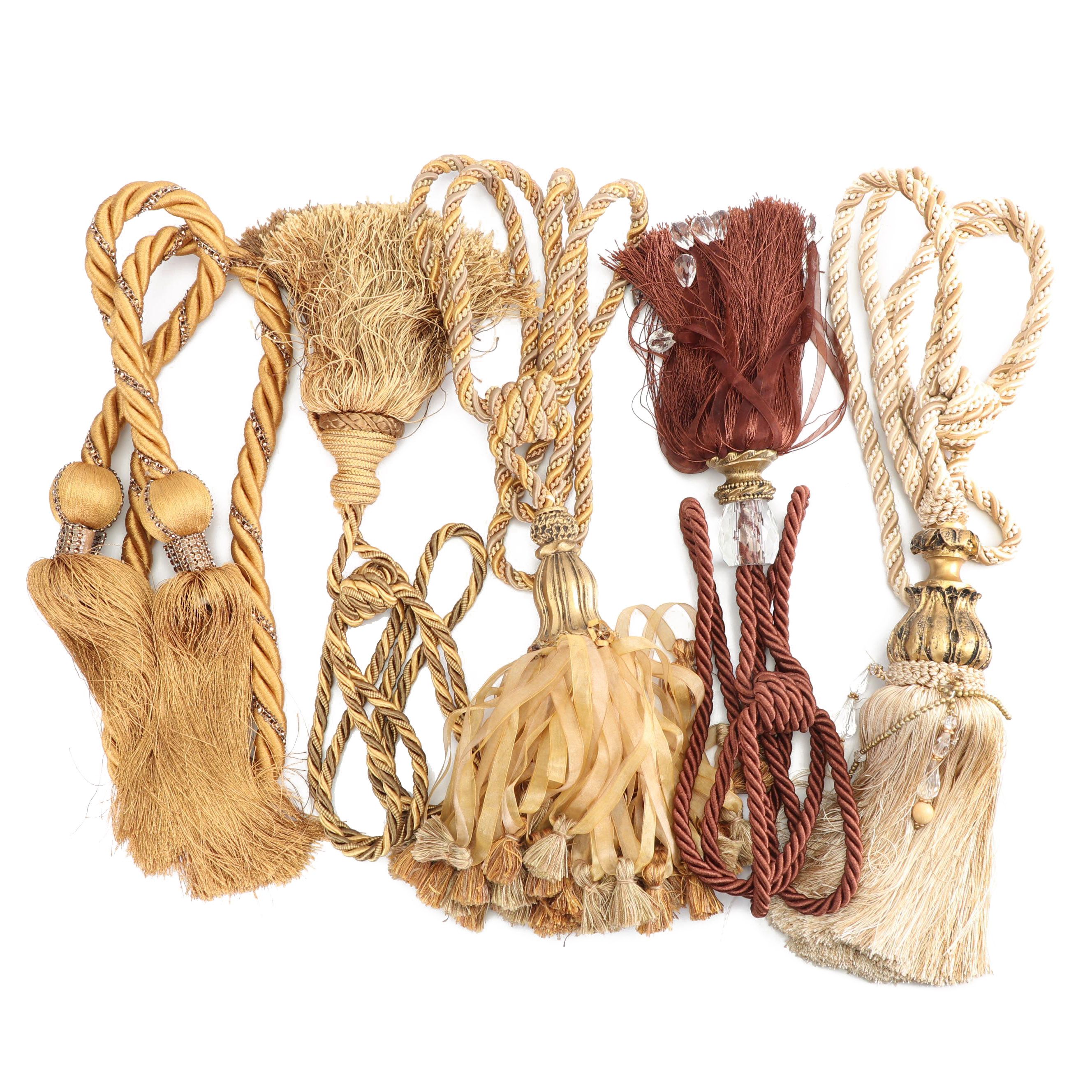 Silk Curtain Tie Back Singles with Ornamental Embellishments