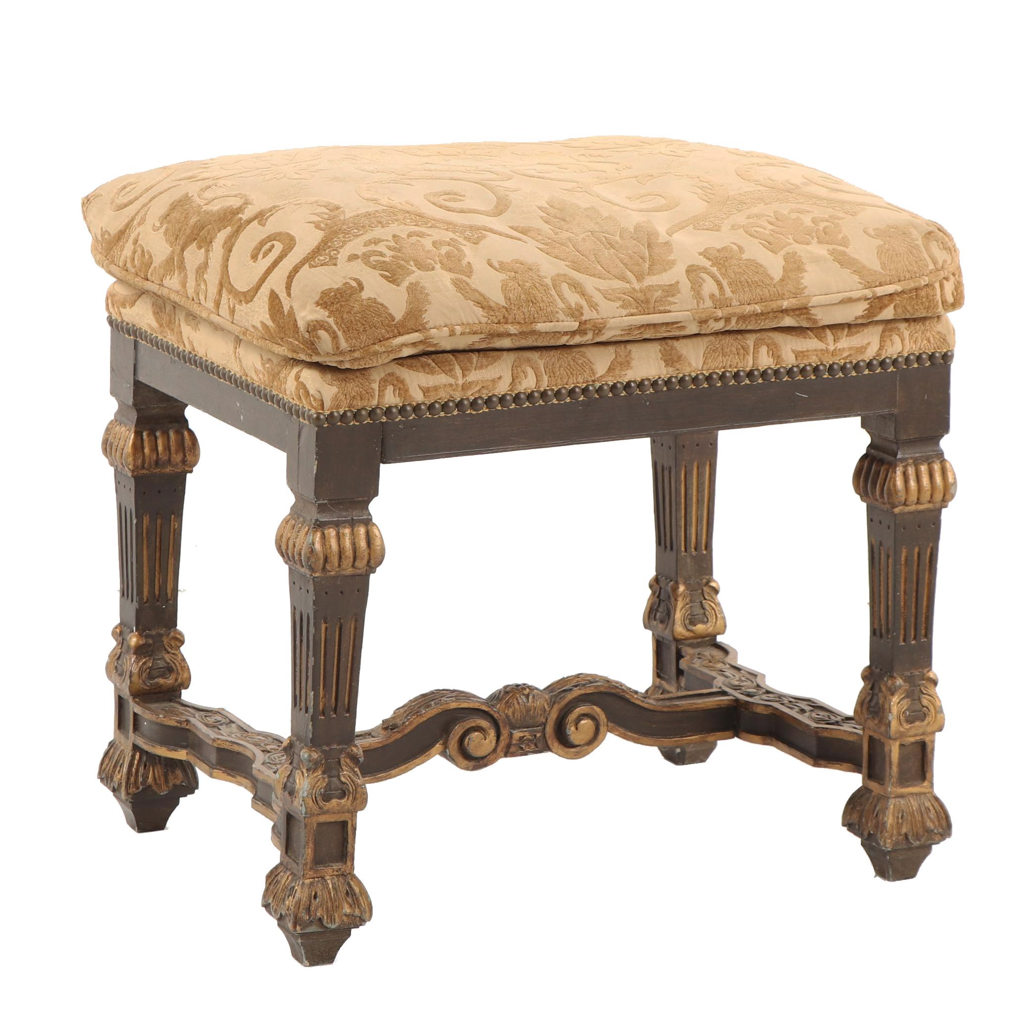 Louis XVI Style Upholstered Ottoman, Late 20th Century