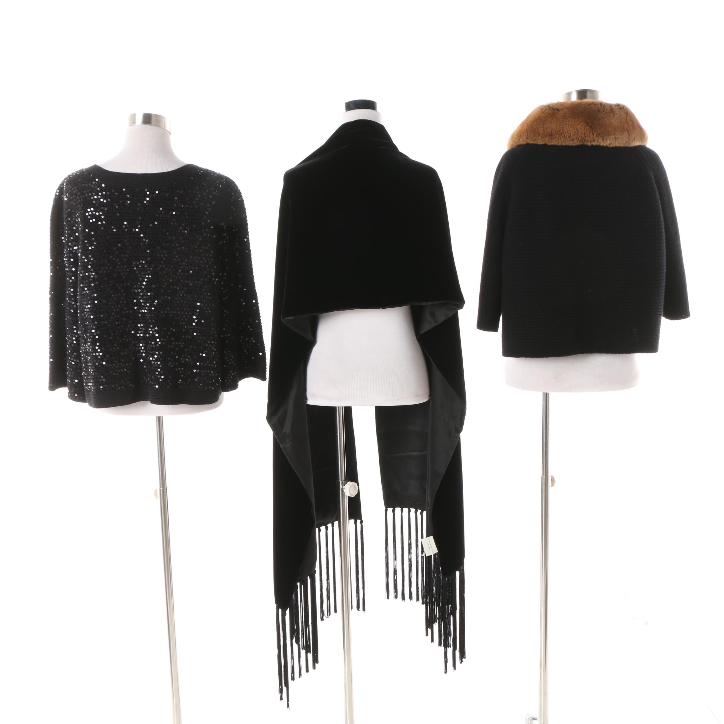 Saks Fifth Avenue Jacket with Rabbit Fur Collar with Lord & Taylor Separates