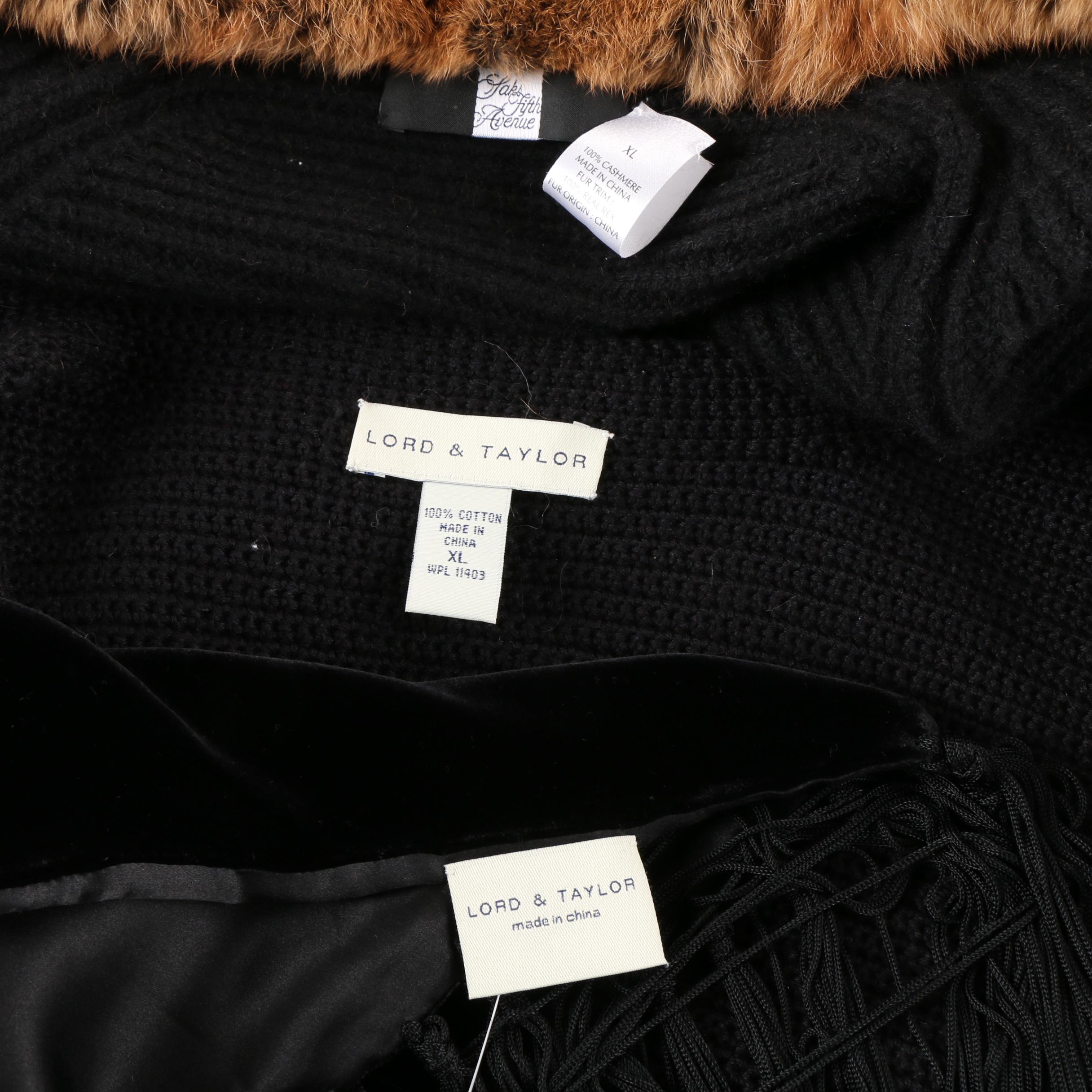 Saks Fifth Avenue Jacket with Rabbit Fur Collar with Lord & Taylor Separates