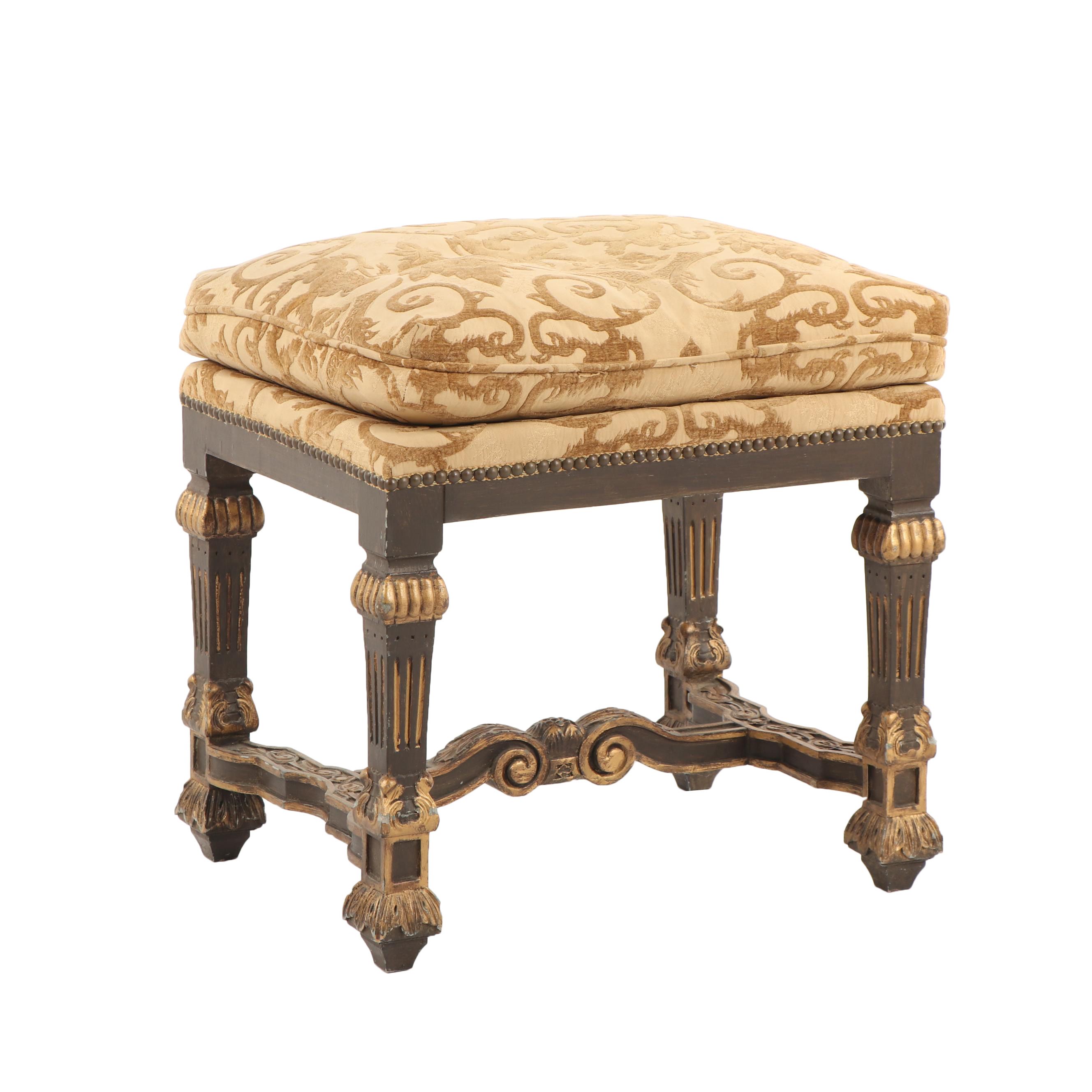 Louis XVI Style Upholstered Ottoman, Late 20th Century