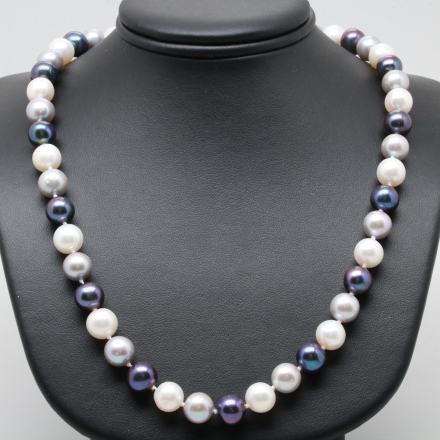 14K White Gold Cultured Pearl Necklace