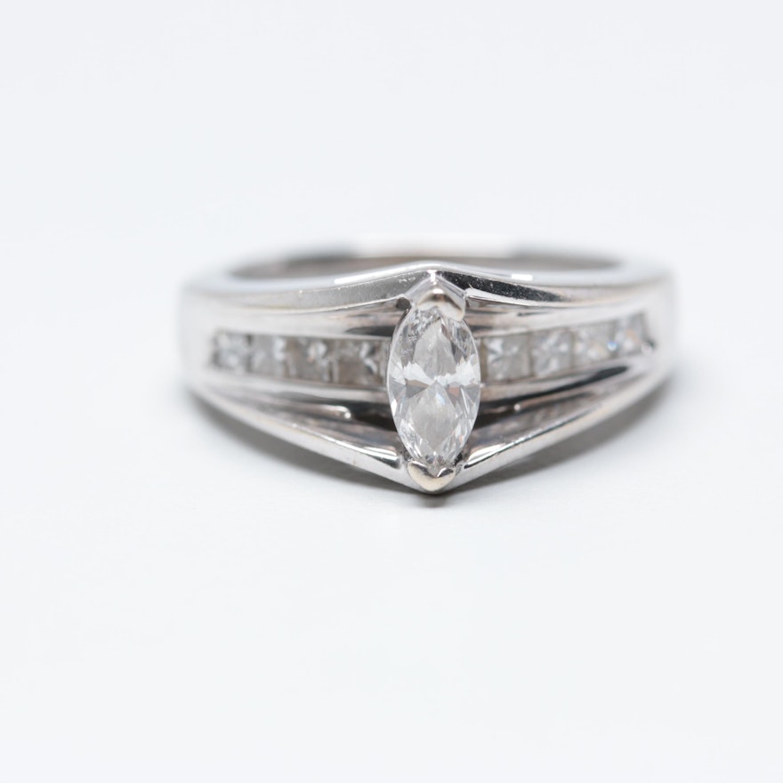 14K White Gold 1.10 CTW Diamond Ring