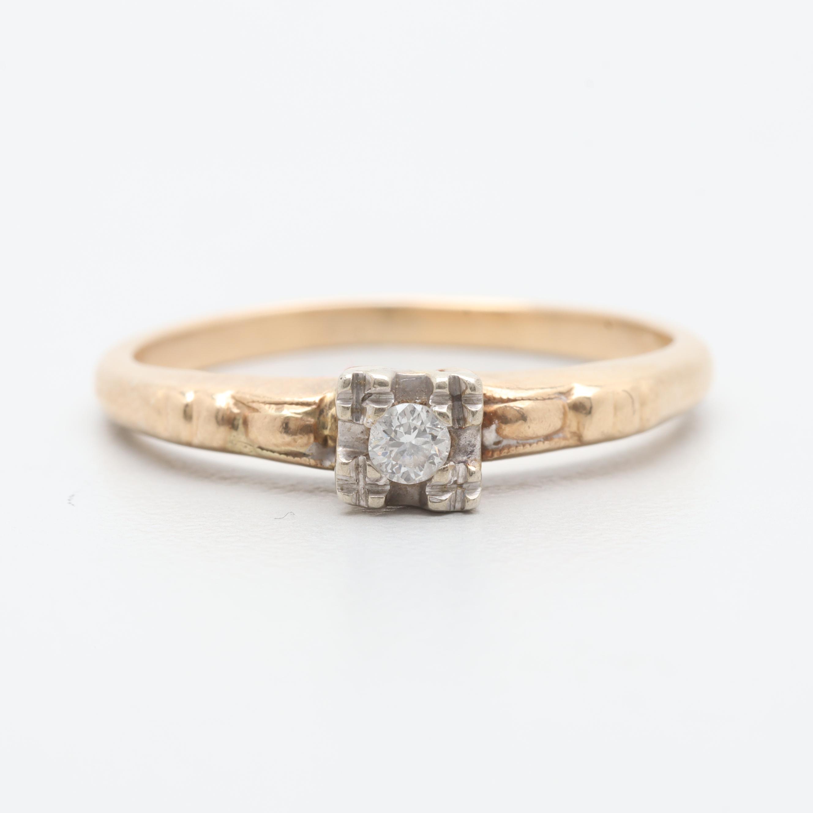 Vintage 14K Yellow Gold Diamond Ring