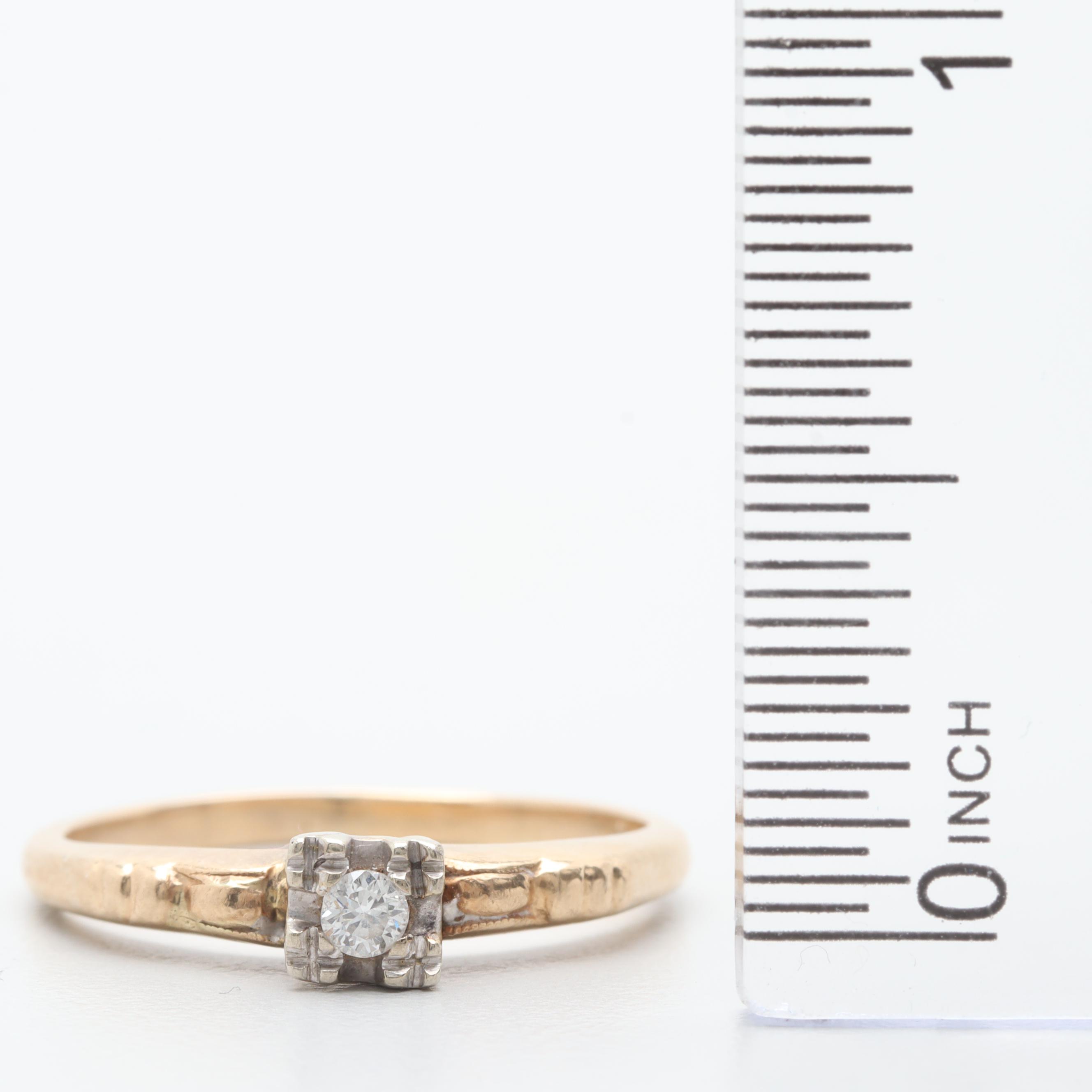 Vintage 14K Yellow Gold Diamond Ring